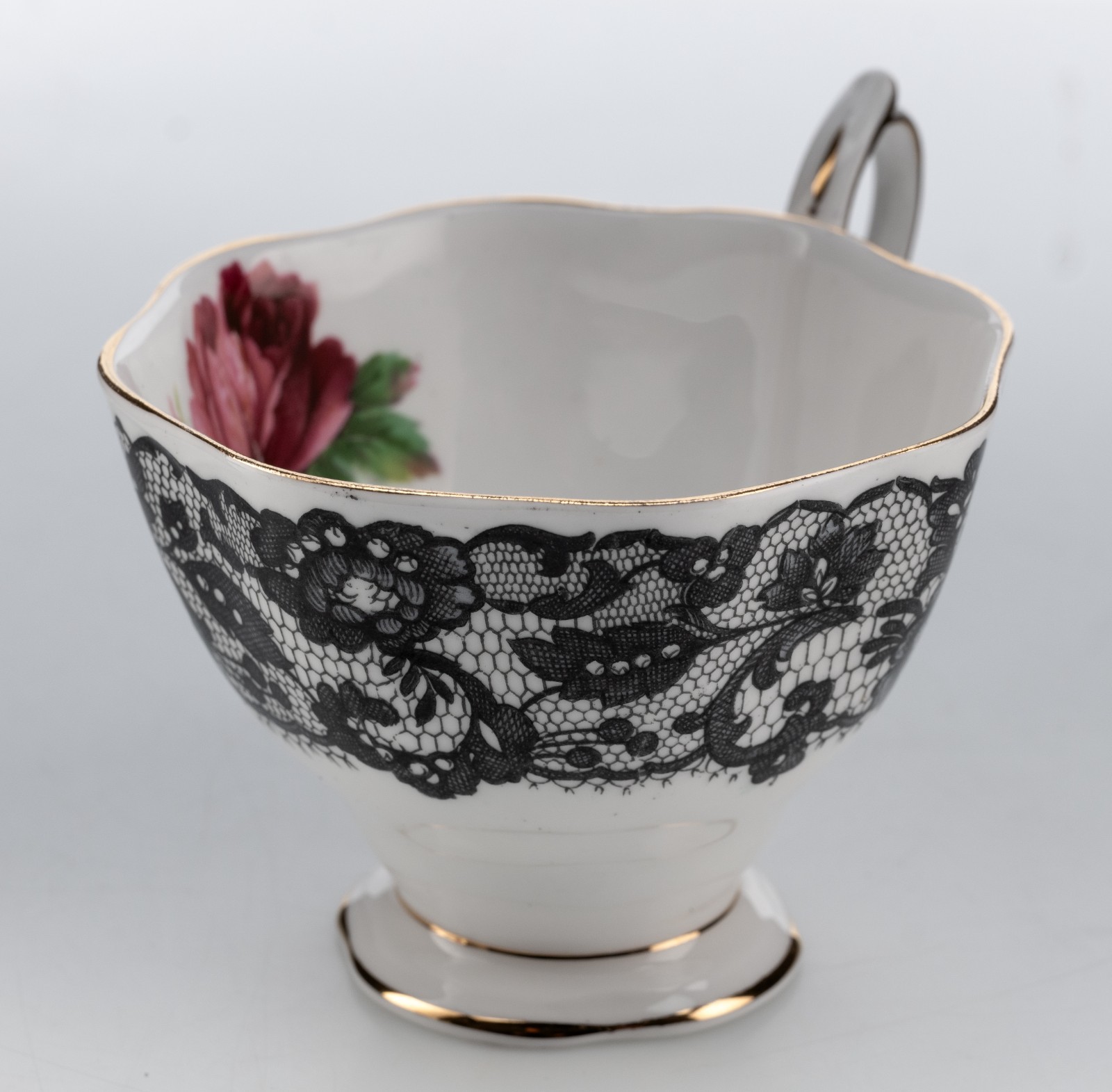 Royal Albert Bone China Tea-Cup Only Senorita Pattern Black Lace Rose 3″ 100g VG