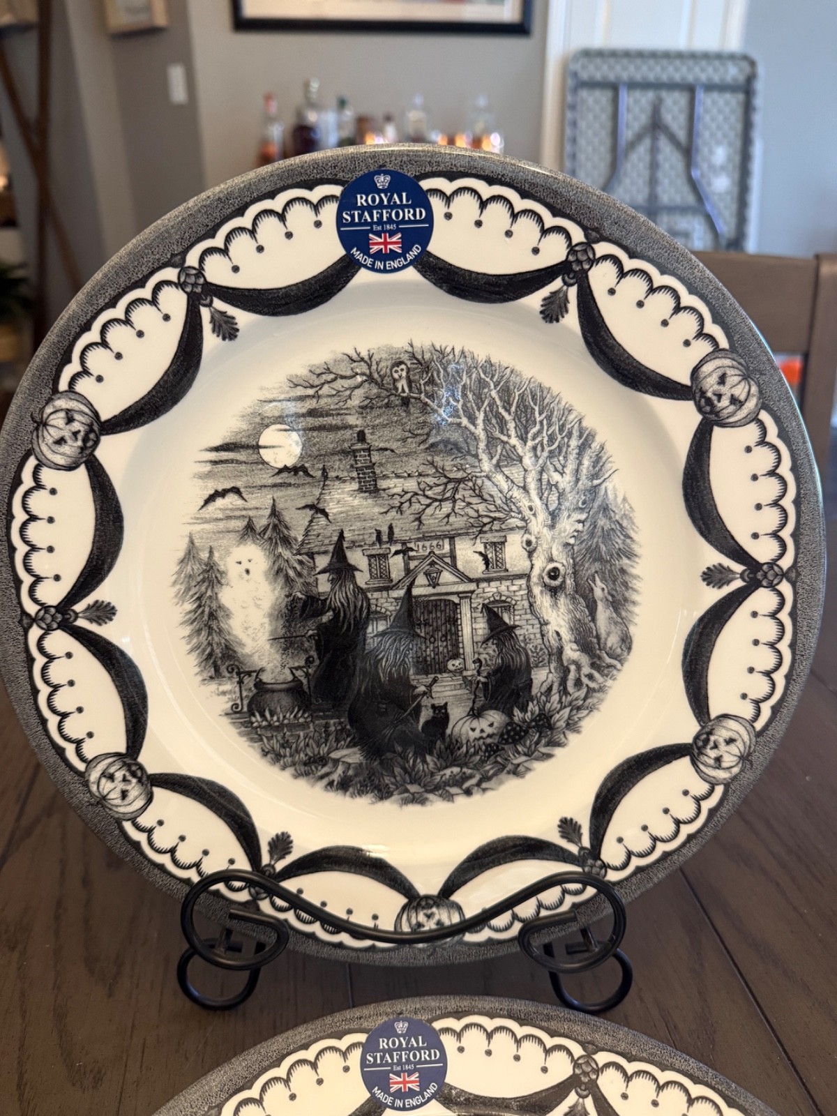 Royal Stafford Witches Coven Set Of 4 Dinner Plates 11 Inch Ghost Brand New