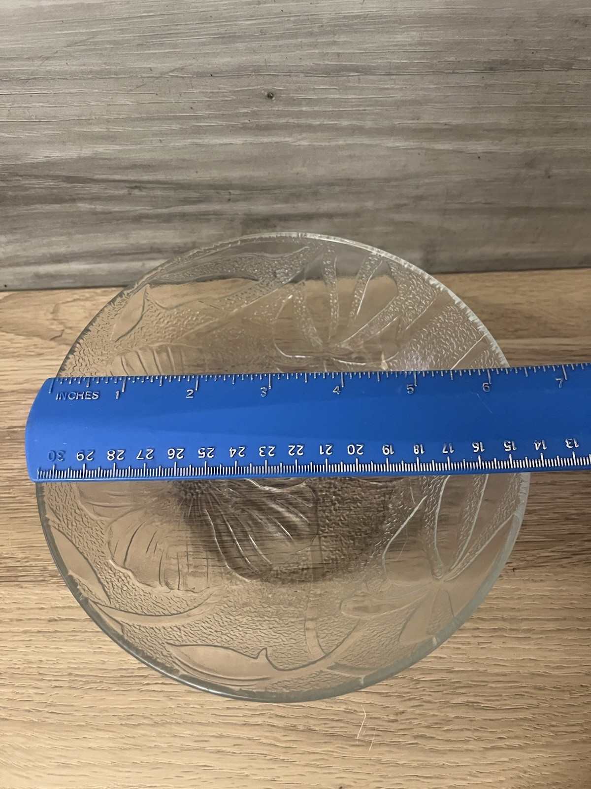 KIG Malaysia Clear Textured Glass Hibiscus Blossom Cereal/Salad Bowl Set Of 3