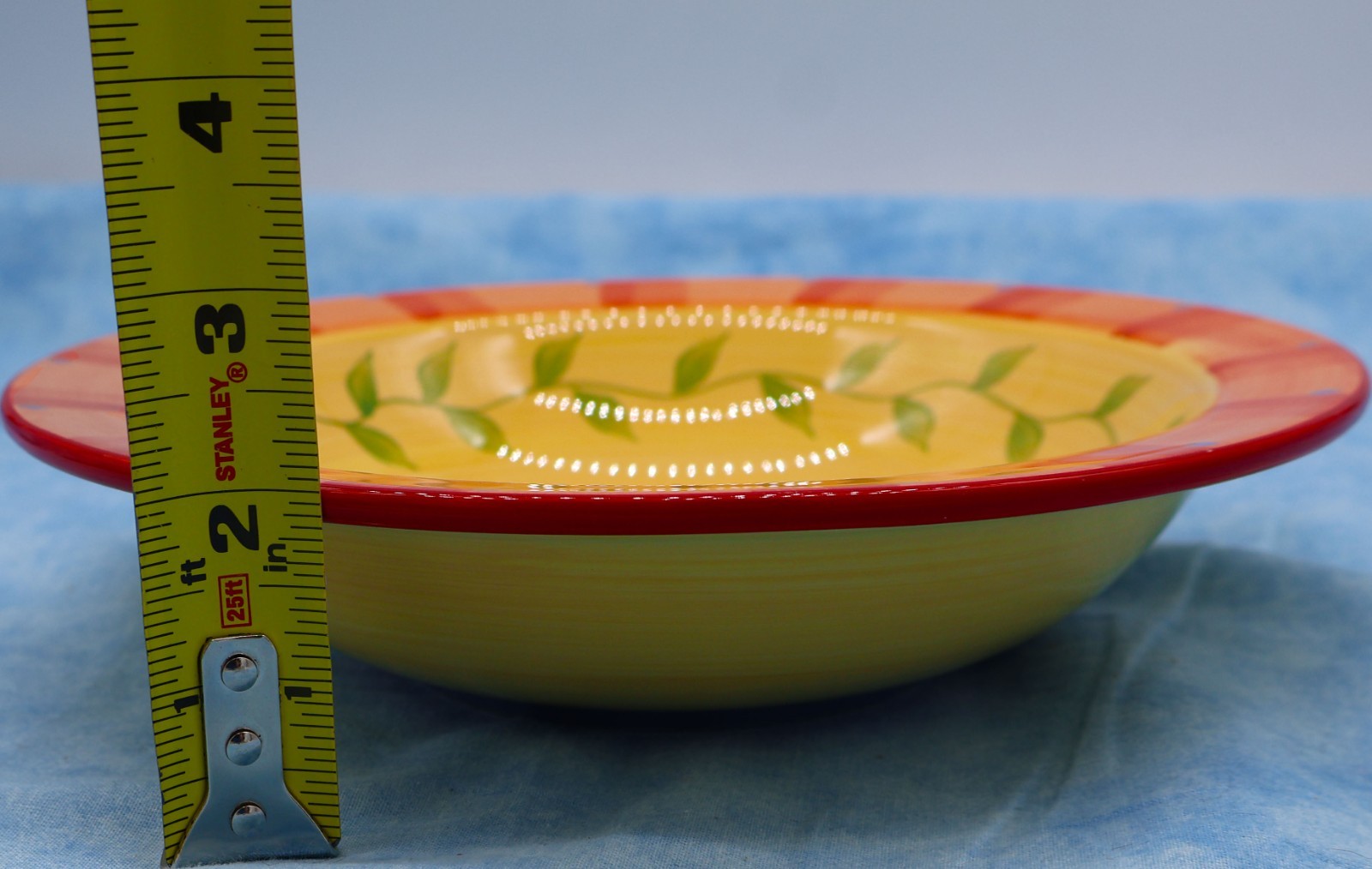 Pfaltzgraff Napoli Hand Painted 8.75″ Serving Bowl • Vine Border • Red Rim