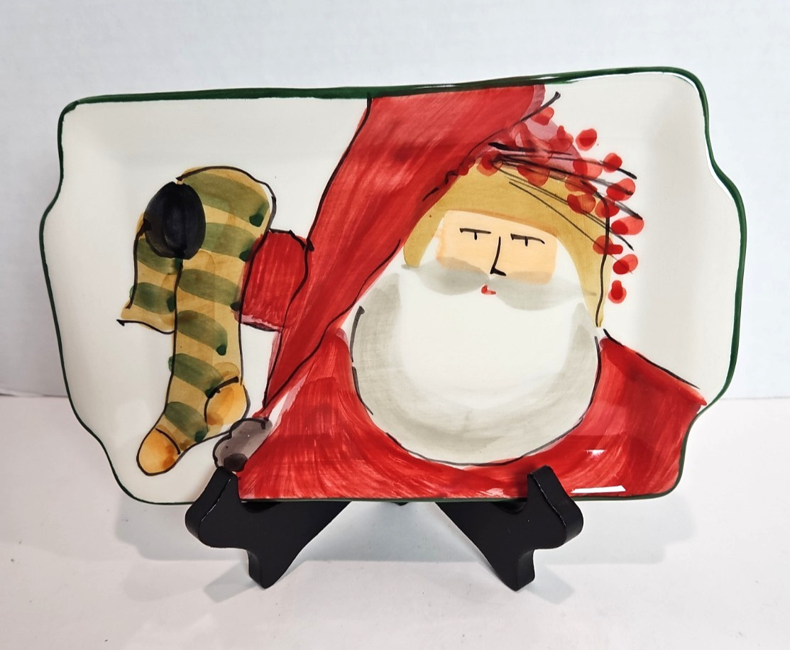 Vietri Old St Nick Small Rectangular 8.5″ x 5.5″ Plate/Tray Osn-7818 ITALY