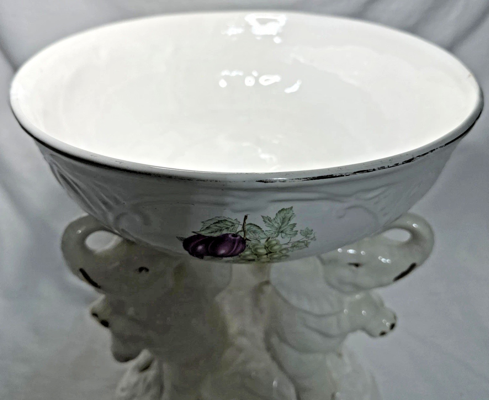 Elephant Pedestal Bowl Ceramichrome 1977 Trunk Up Ceramic 12″ Tall/11″ Diameter