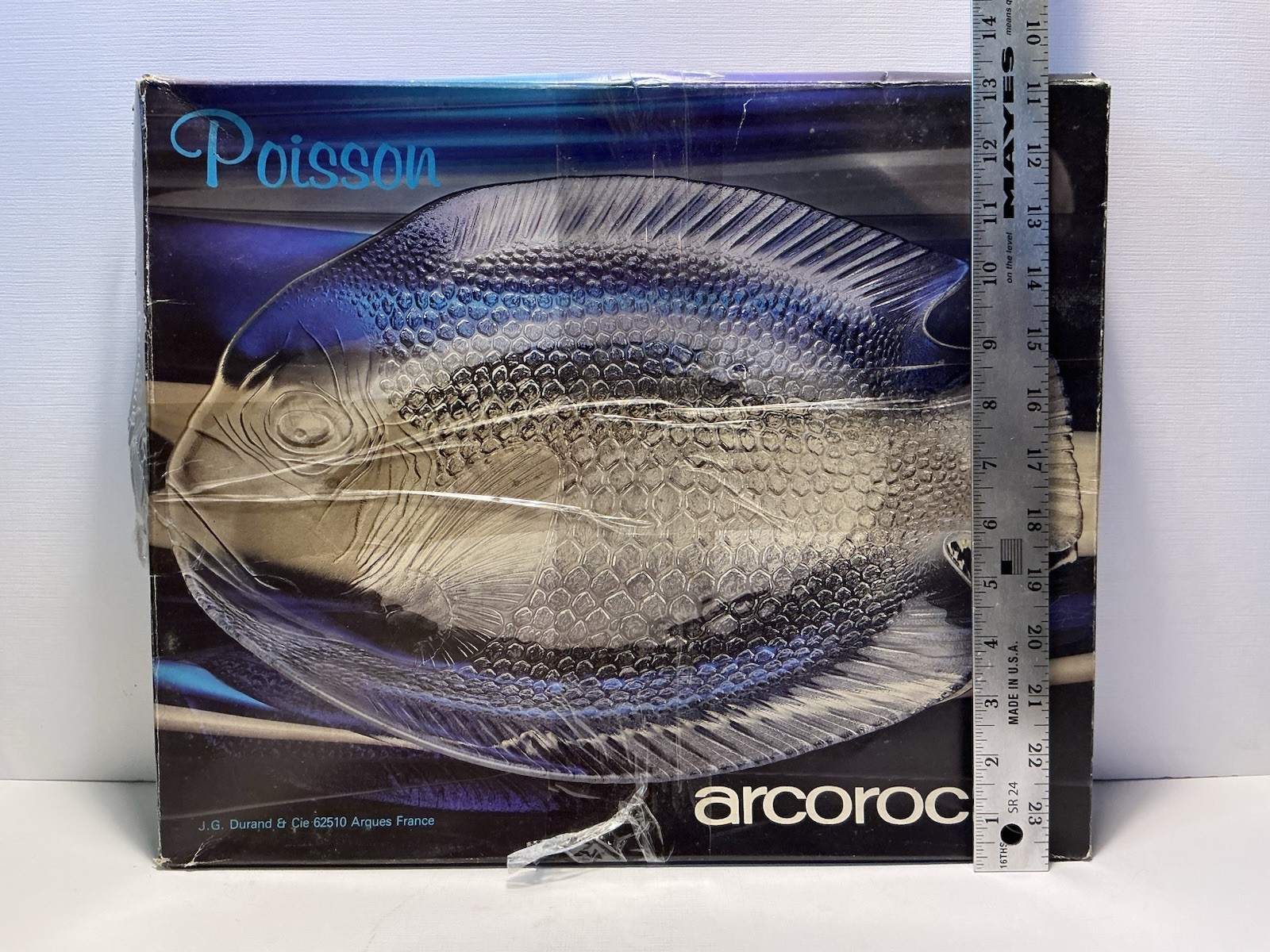 Large Arcoroc Clear Glass Fish Platter Poisson Plate 15.5×12.75 New Open Box