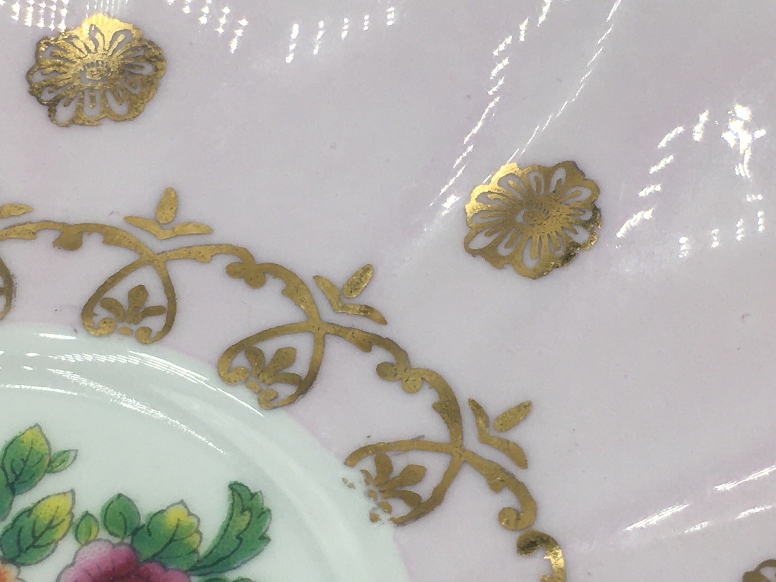 Grosvenor Teacup & Saucer Banded Pink & Gold Floral England Bone China Vintage