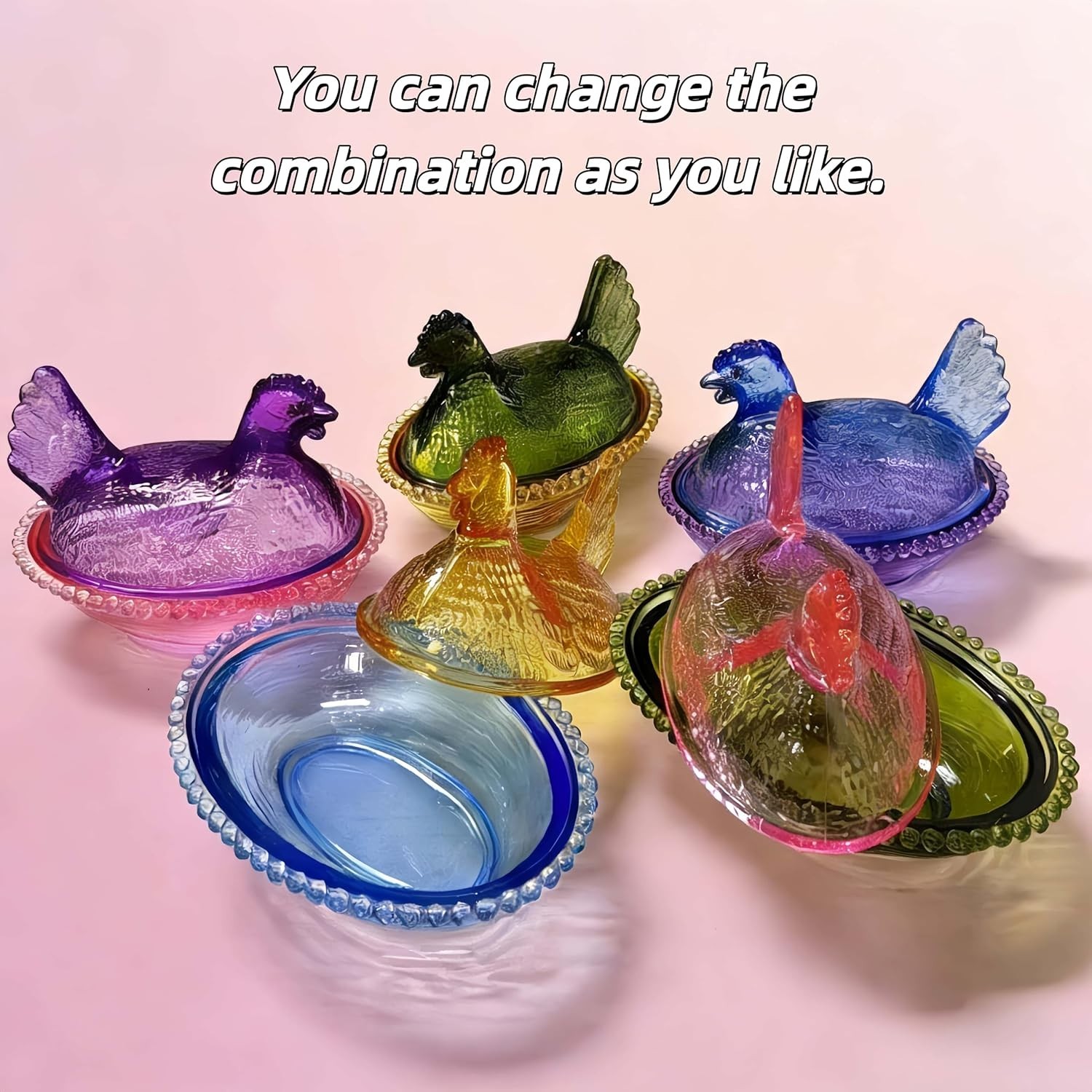 Clear Hen on Nest Candy Dish with Lid | Large Pedestal Unique Candy Bowl for Sna
