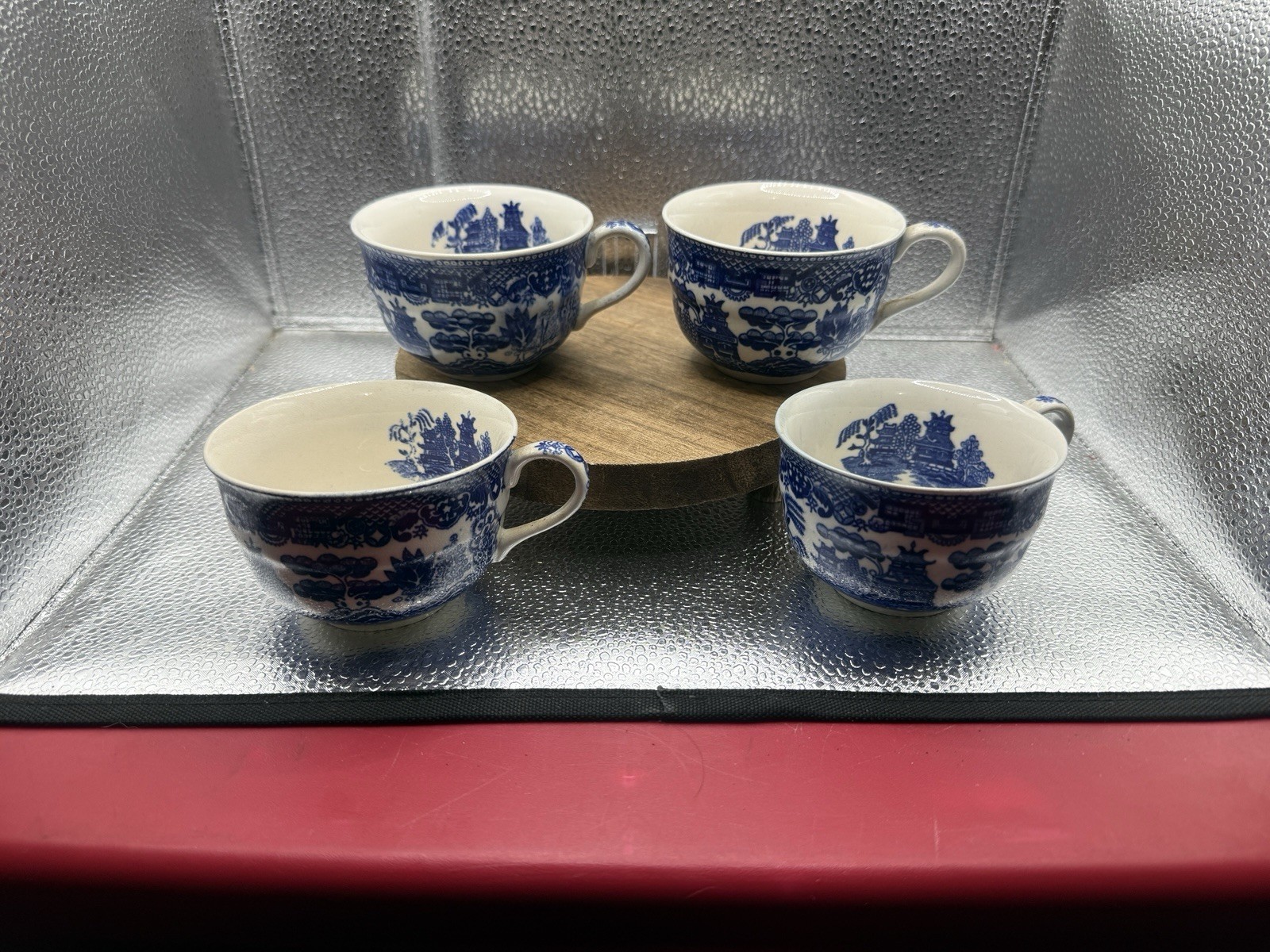 Vintage Blue Willow Tea Cups (4) MADE IN JAPAN