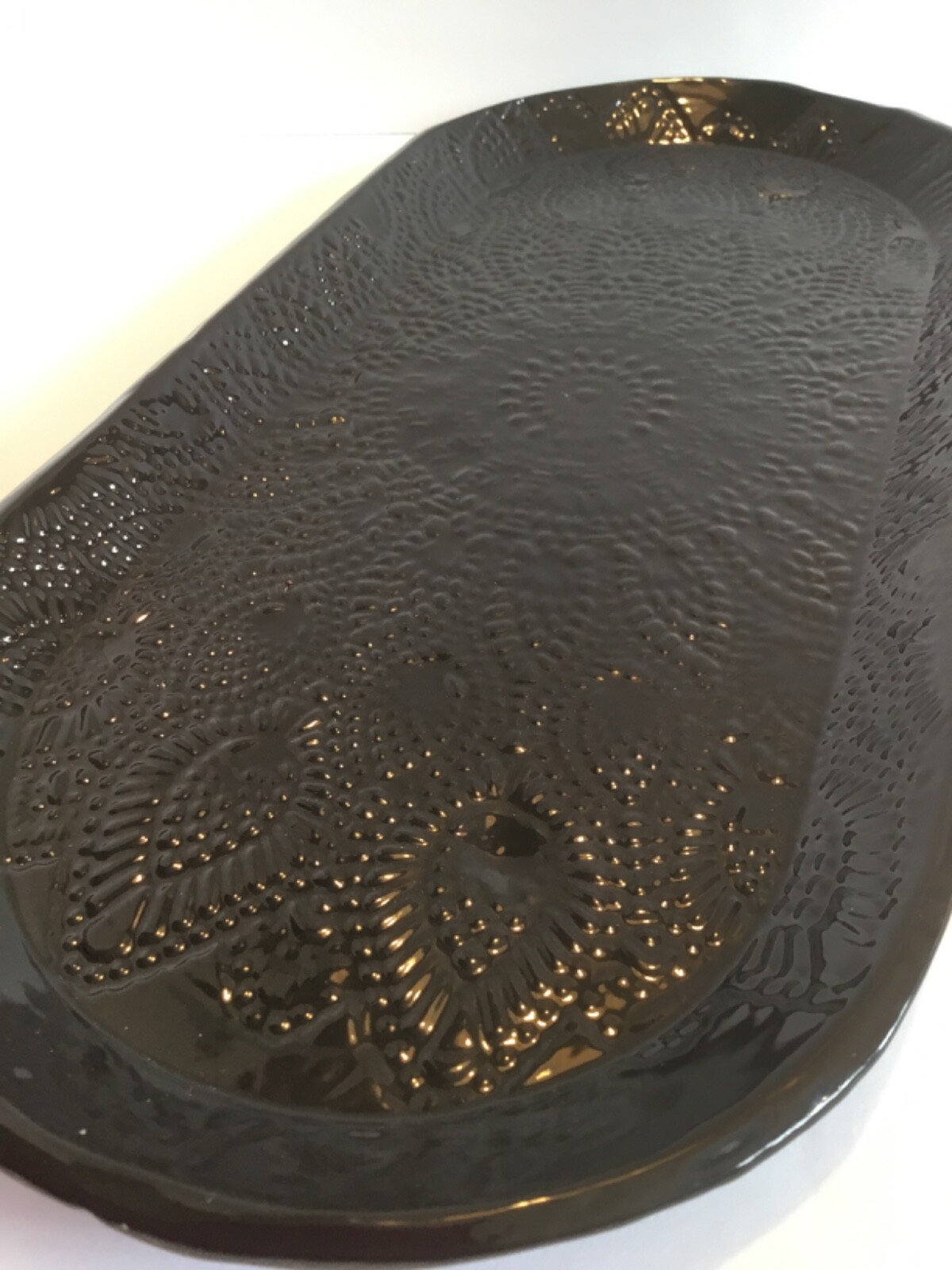 Platter Tray ceramic large pottery shiny black food microwave dishwasher safe