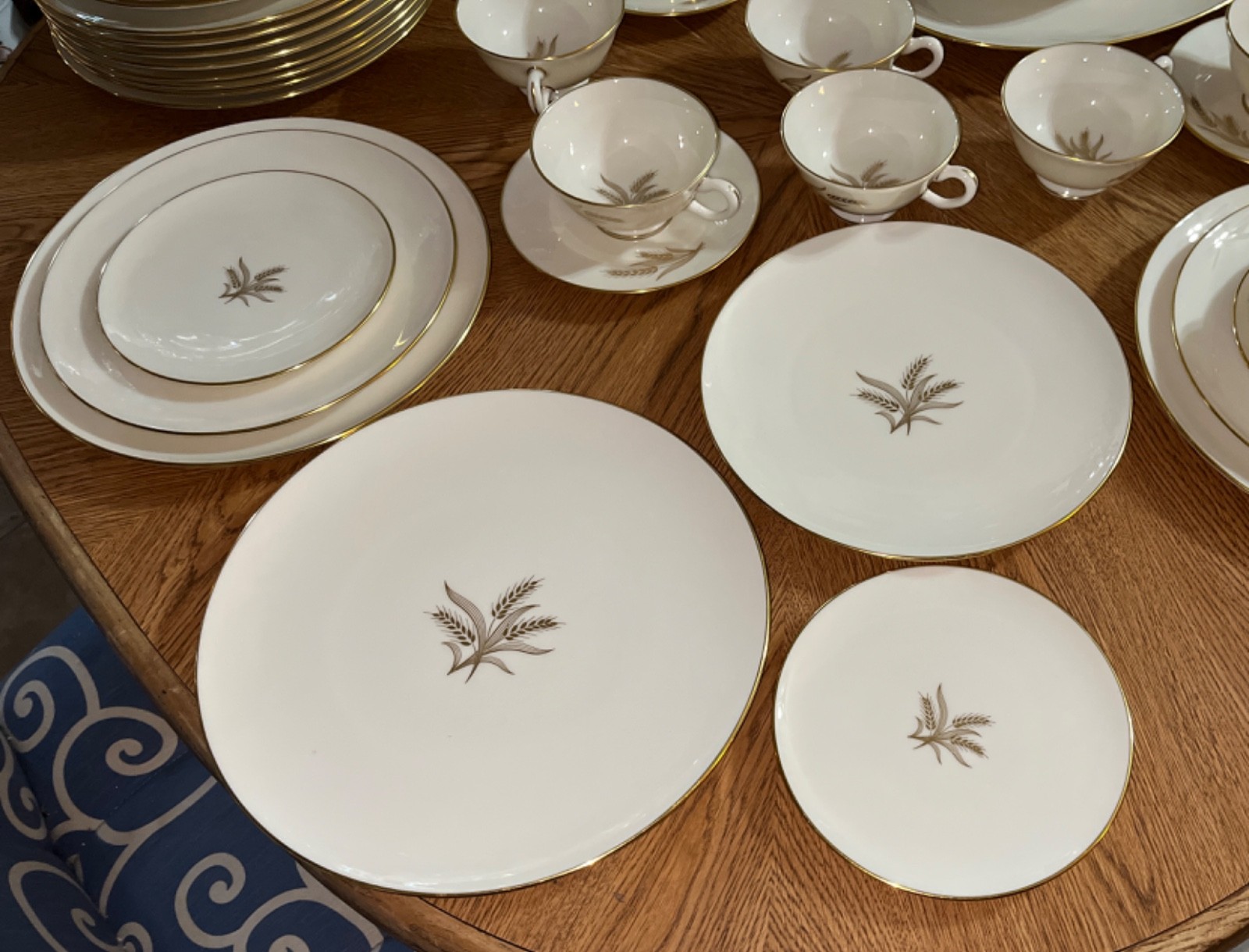 VTG 70 Pcs Wheat by Lenox MCM Ivory Porcelain Dinnerware Platter 24k Gold R 442