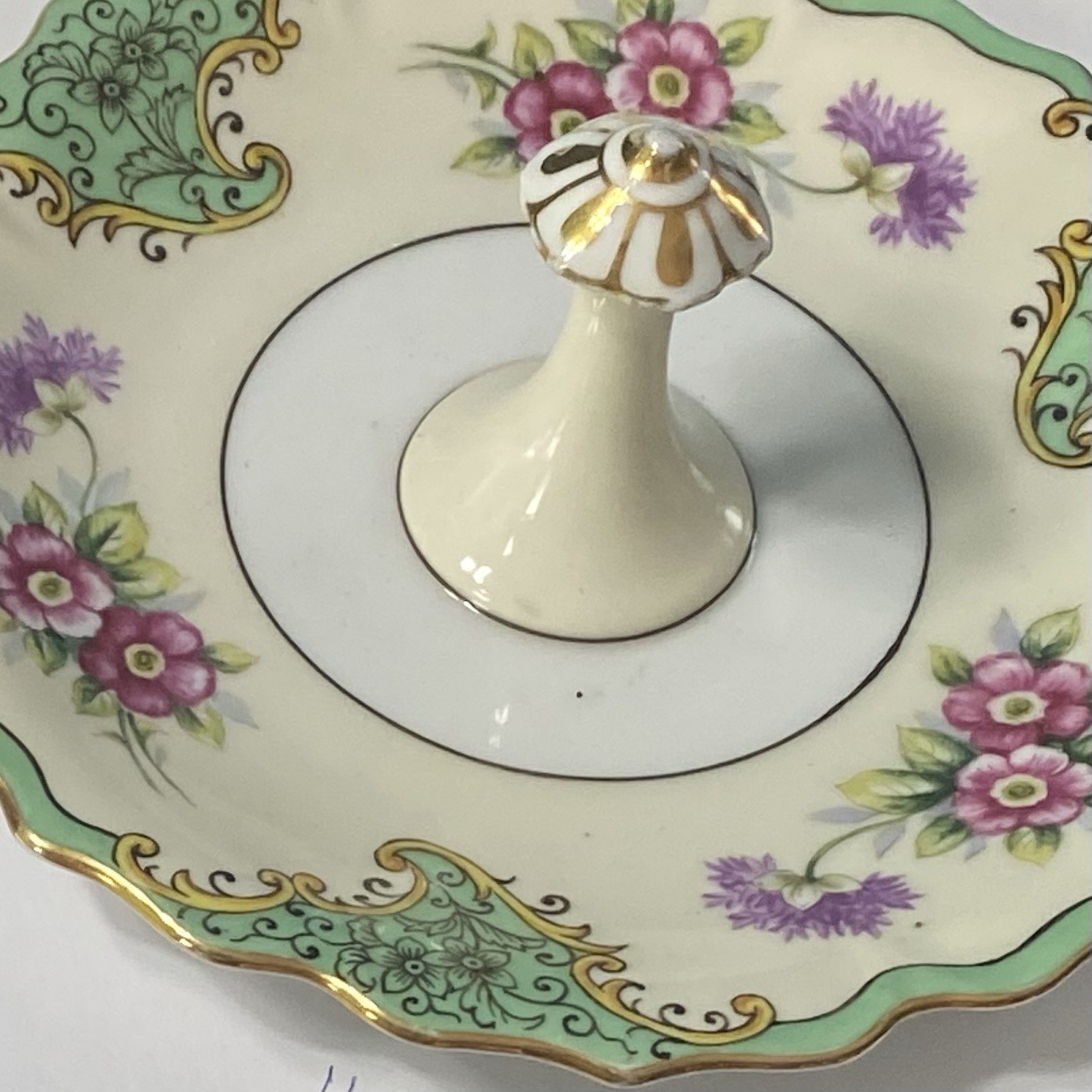 Noritake Morimura Nut Candy Mint Lemon Server Porcelain Mint Green Lavender Dish