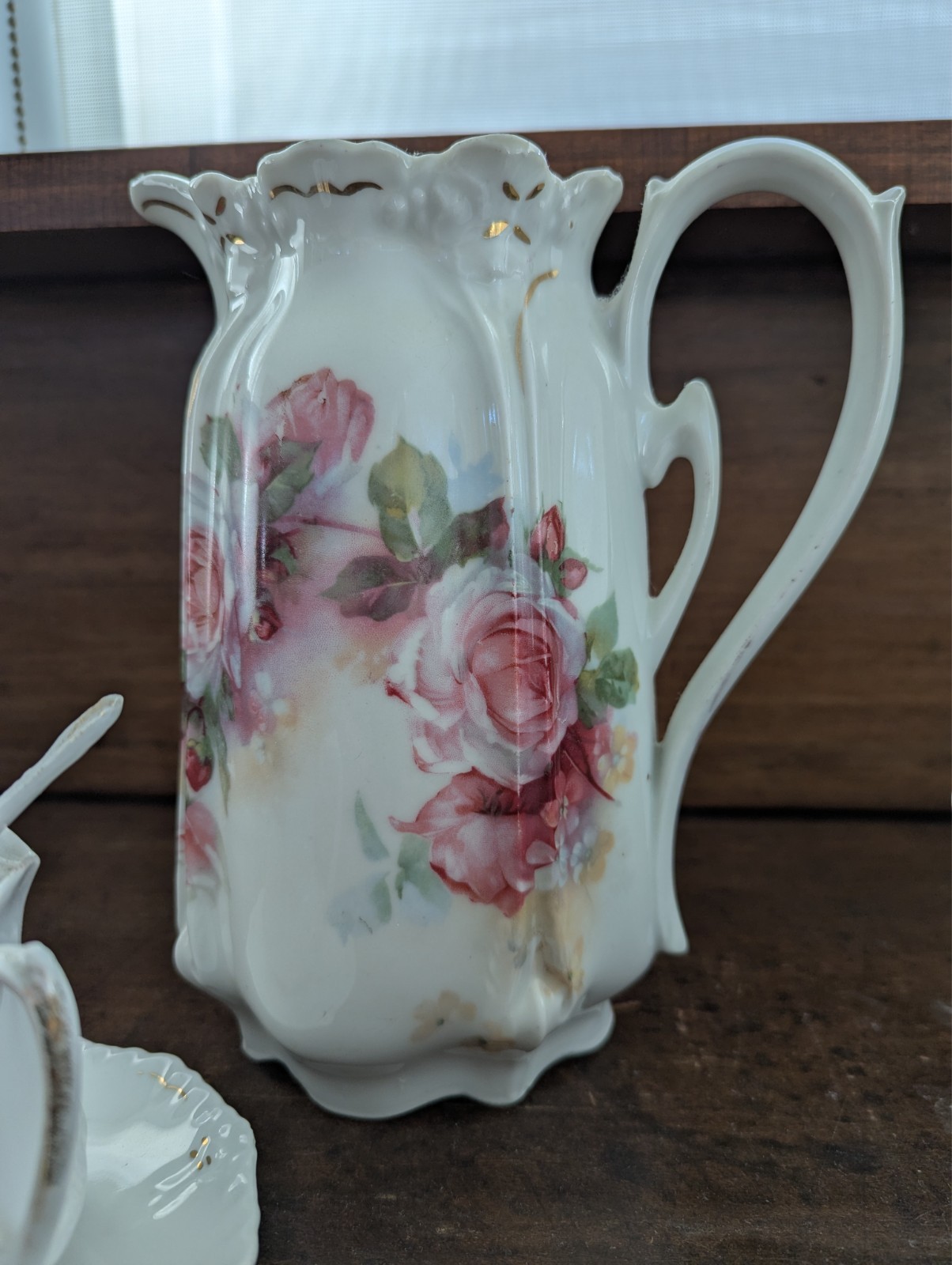 Mixed Set Vtg GERMAN BAVARIAN Porcelain Lusterware Pitcher, Creamer, & Sugar