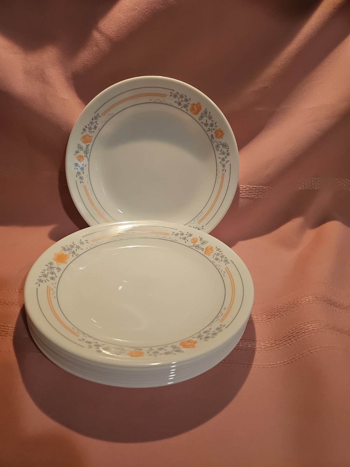 8 Apricot Grove pattern Corelle Dinnerware Dessert Bread Plate. 6 3/4 Inches
