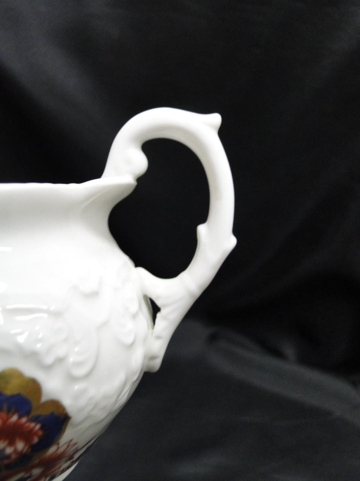 Coalport St Louis, White w/ Blue, Rust, Gold: Creamer / Cream Pitcher, 2 3/4″