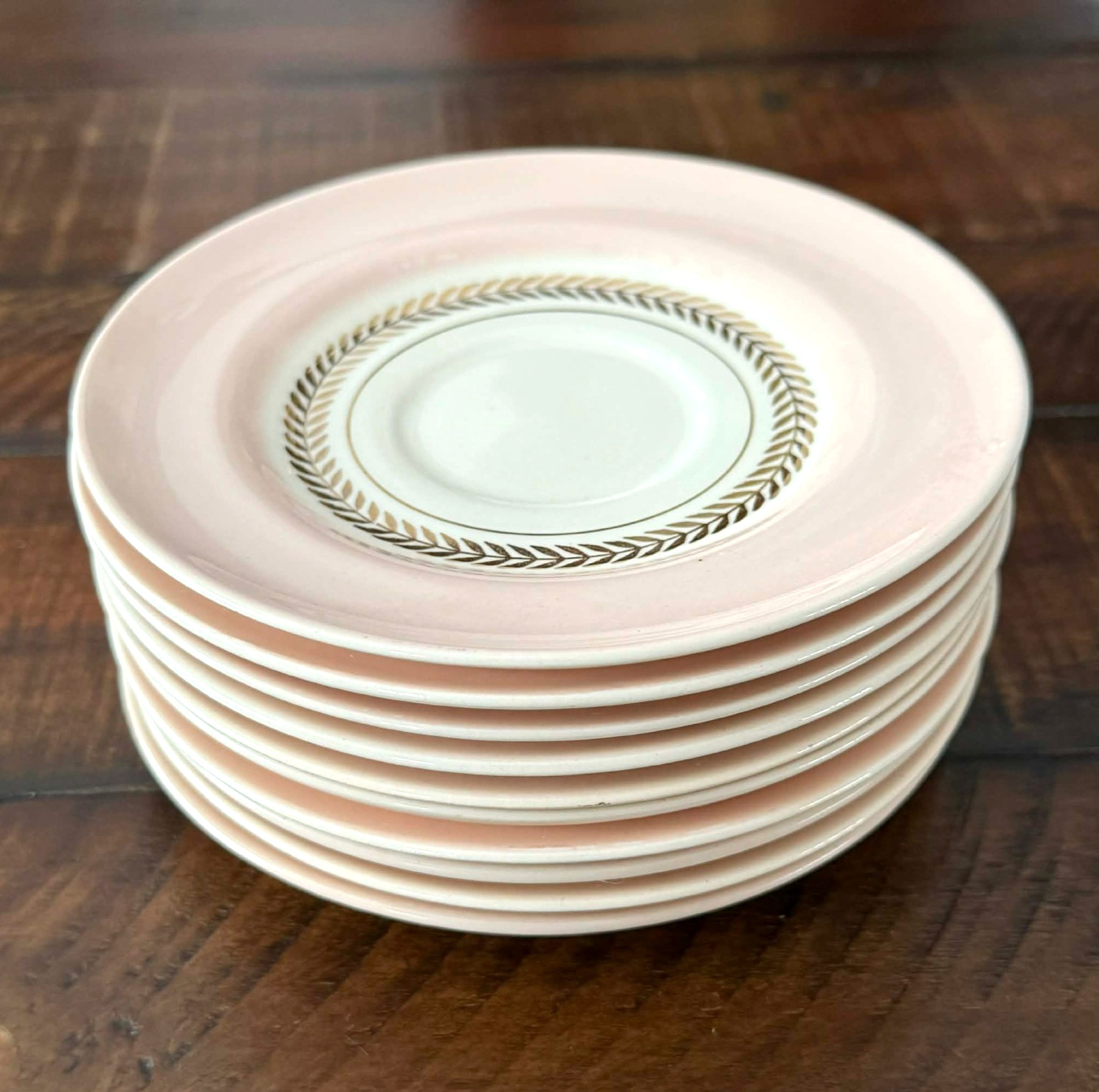 Candle Light American Limoges 22-k Gold Federal Pink Saucer Plate Lot Of 10