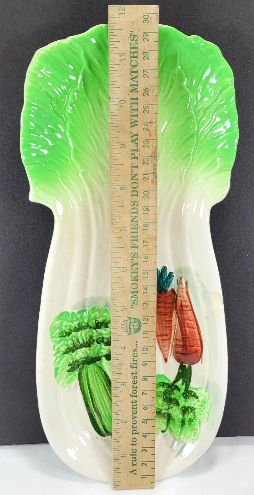 VTG Celery Shaped Vegetable Relish Serving Dish Ceramic Hand Painted See Picture