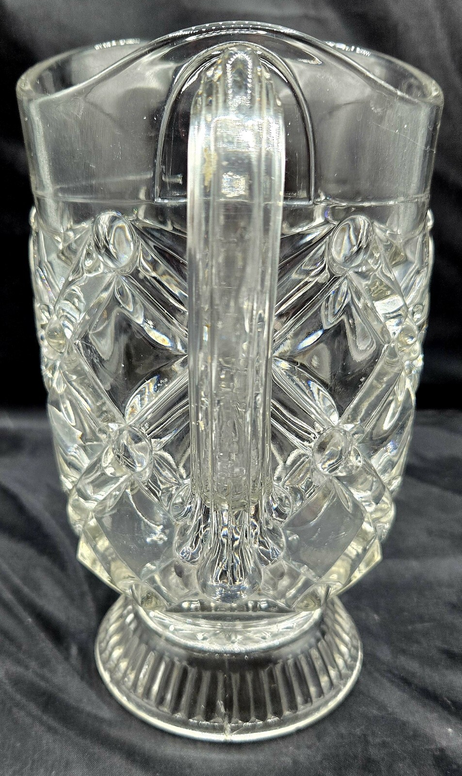Bryce Higbee & Co. Clear Glass 9″ Pitcher Gem aka Nailhead EAPG c.1890 Victorian