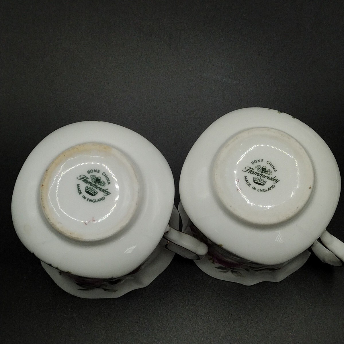 VTG Hammersley Bone China Grand Mother’s Rose Coffee Pot & 2 Flat Cups Gold Trim