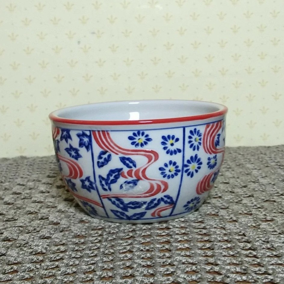 Yokohama Studio Miyabi Hand Painted Bowl 4″ Dish Red White Blue