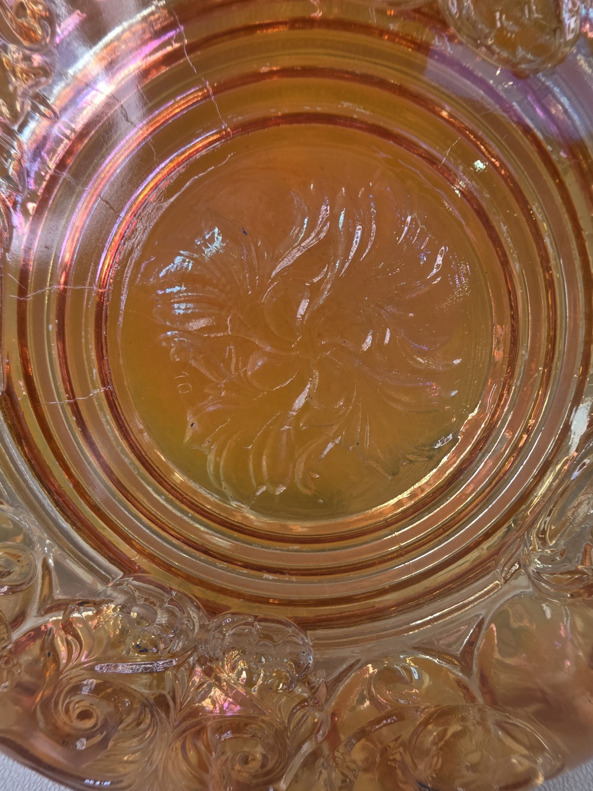 McKee Rock Crystal Marigold Carnival Glass Deviled Egg Plate 15 Well 11.5″