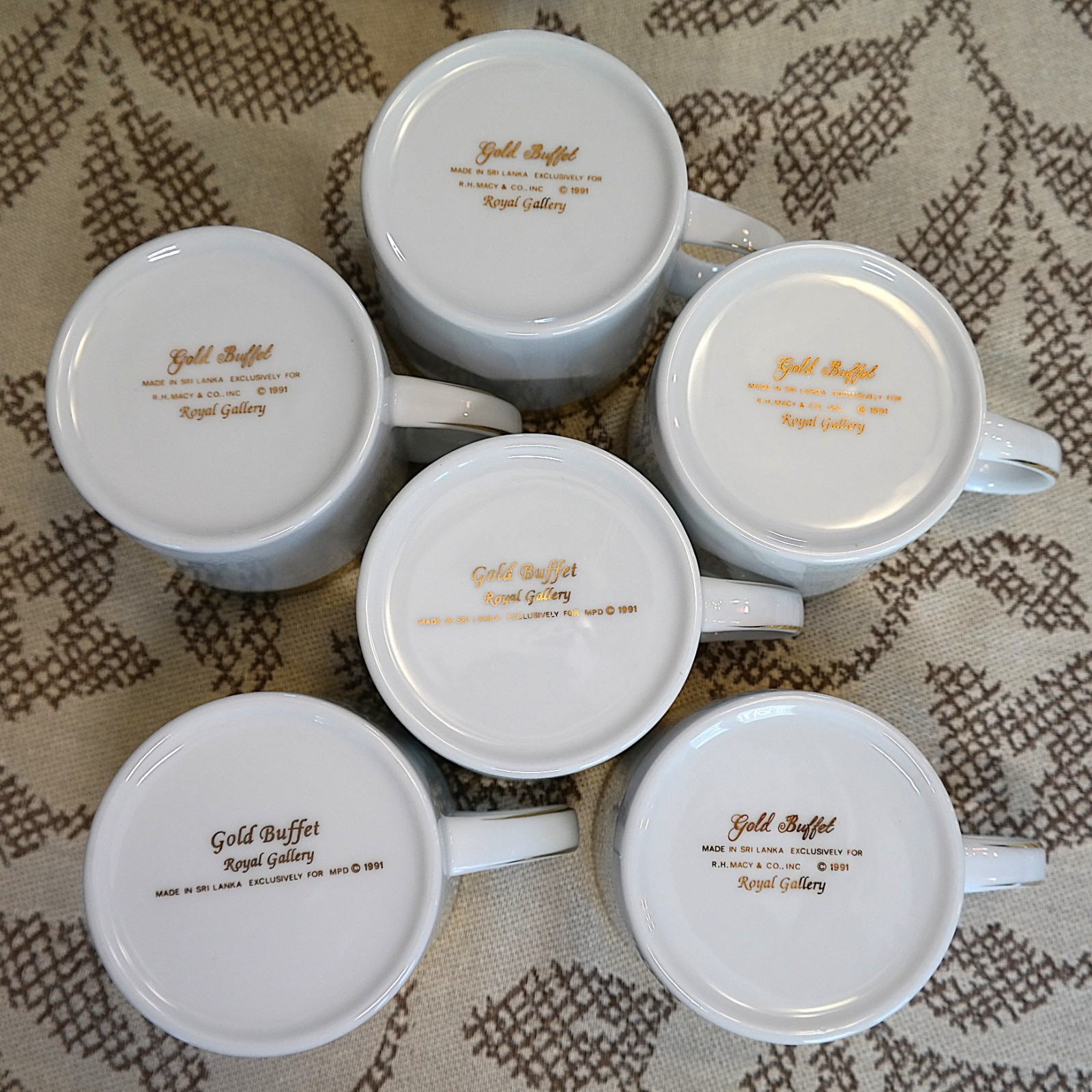 *Set of 6* Royal GOLD BUFFET Cups & Saucers Vintage EUC 1991 [30 available]