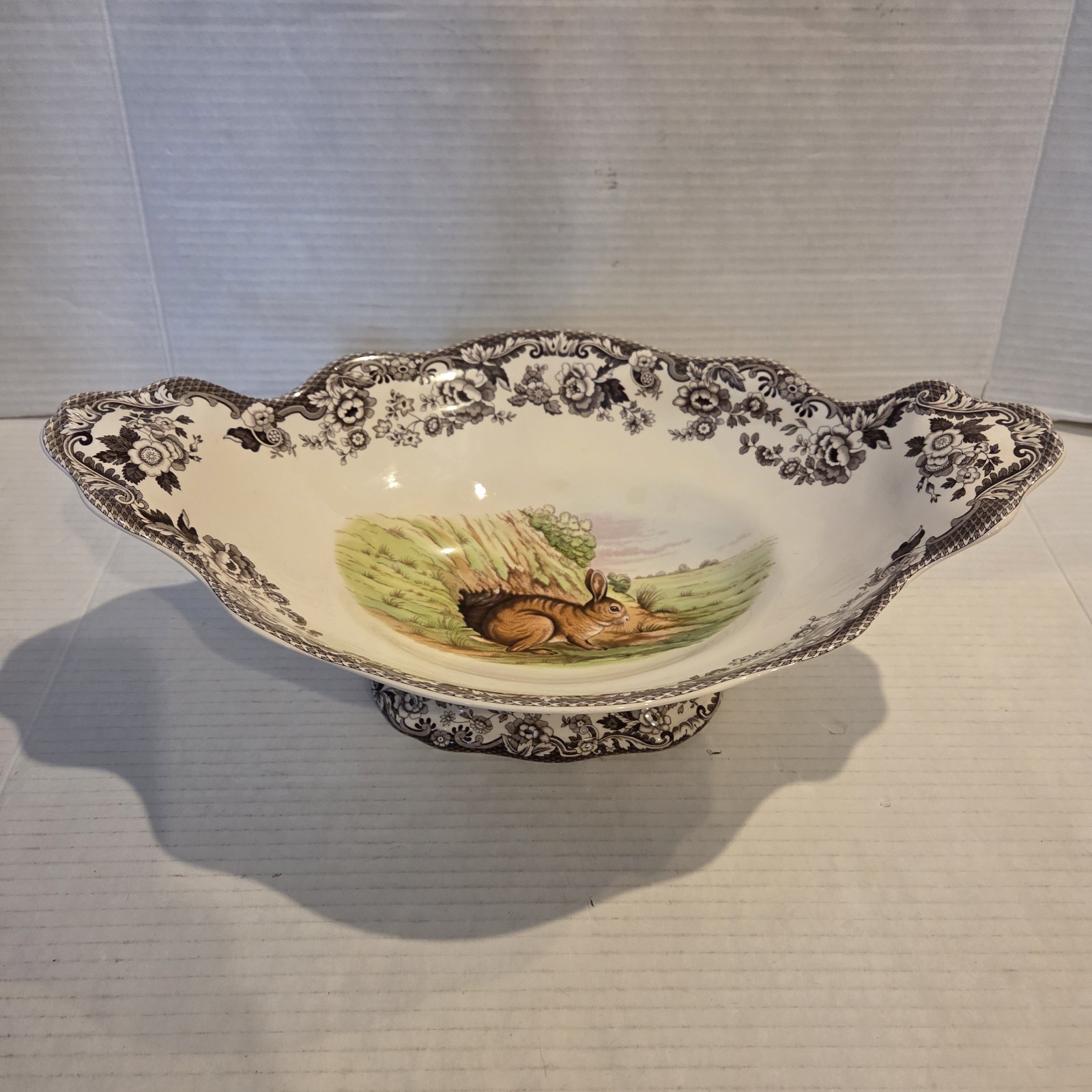 Spode Woodland Bunny Rabbit Footed Centerpiece Oval Dish Serving Easter EASTER
