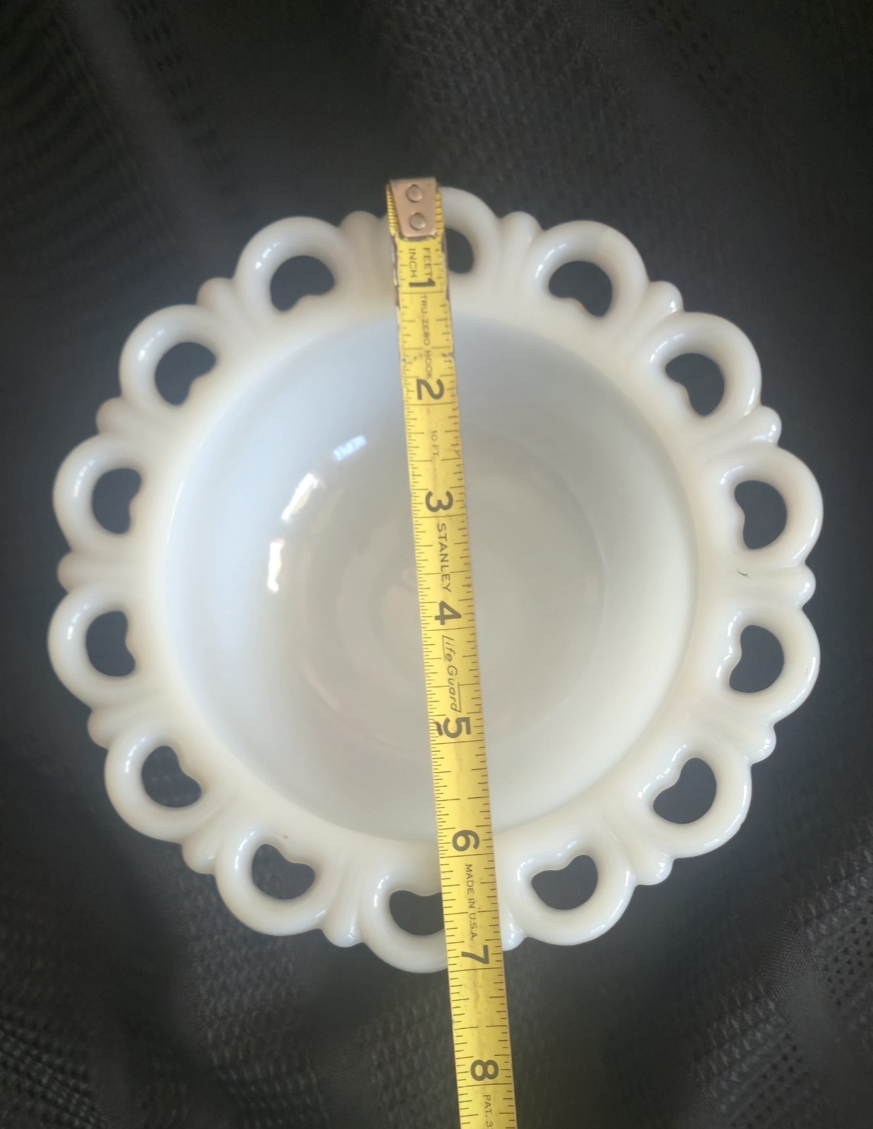 Vintage White Milk Glass Lace Edge Pedestal Bowl