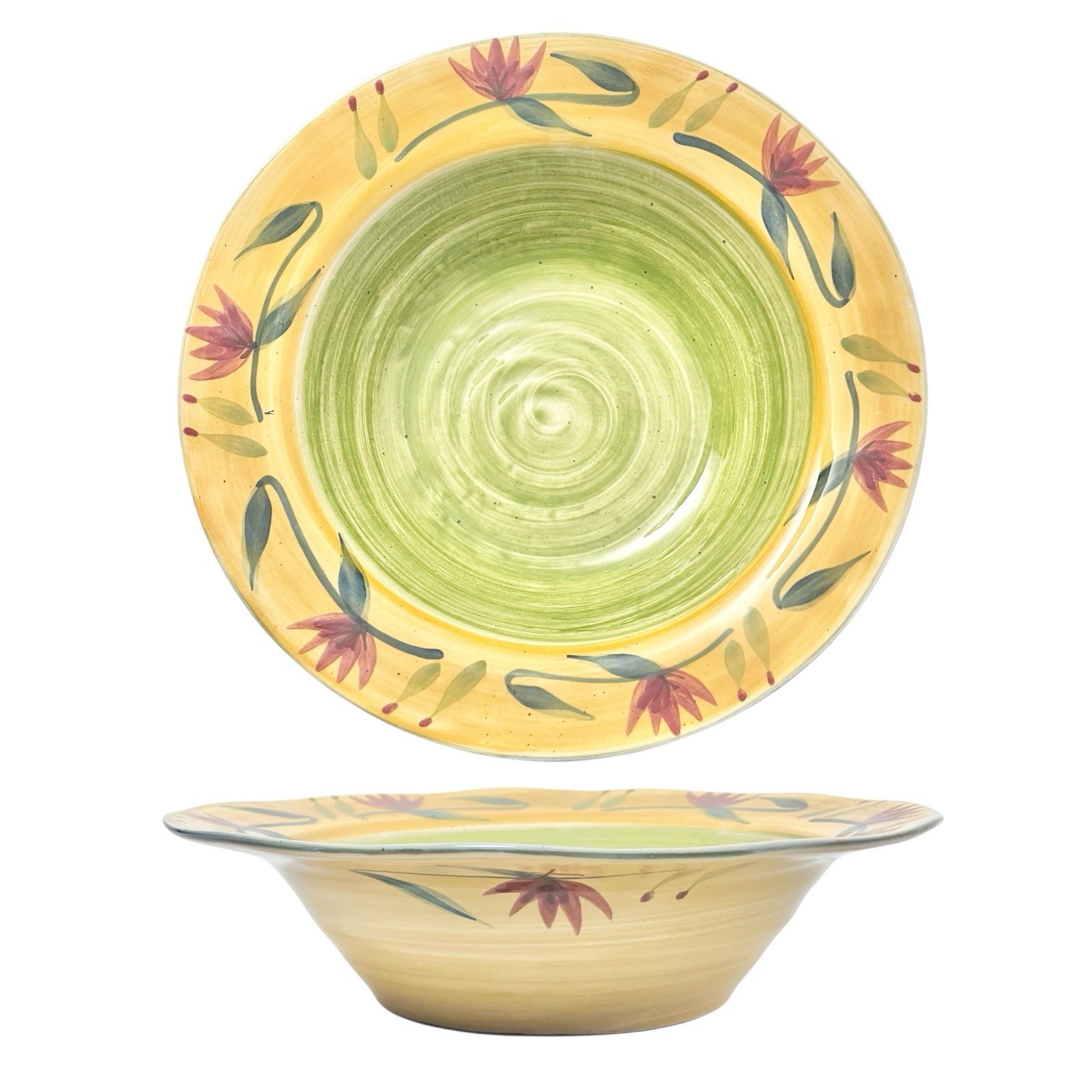 Pier 1 “Elizabeth” Round Earthenware Ceramic Serving Bowl 12”