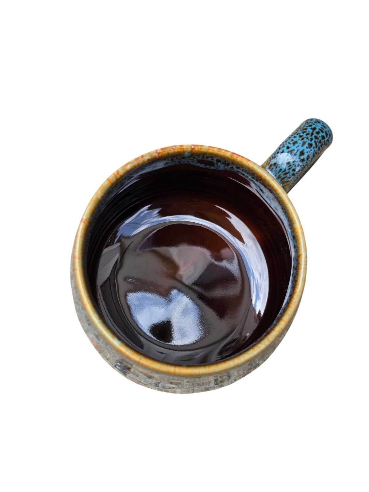 Vintage Studio Pottery Lava Drip Glaze Ceramic Coffee Mug Tea Cup Blue Brown EUC