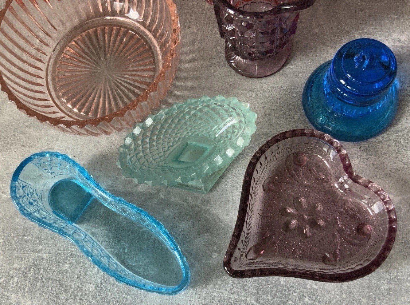 6 Pcs Depression Glass Collection Colors Variety Tappan Westmoreland Bryce Bro+