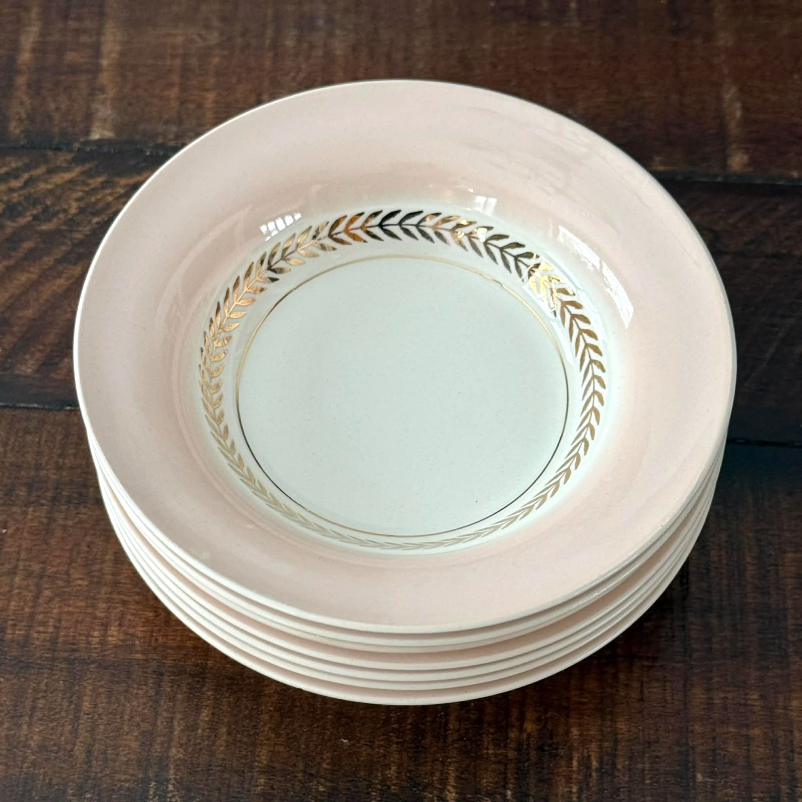 Candle Light American Limoges 22-k Gold Federal Pink Small Bowl Lot Of 7