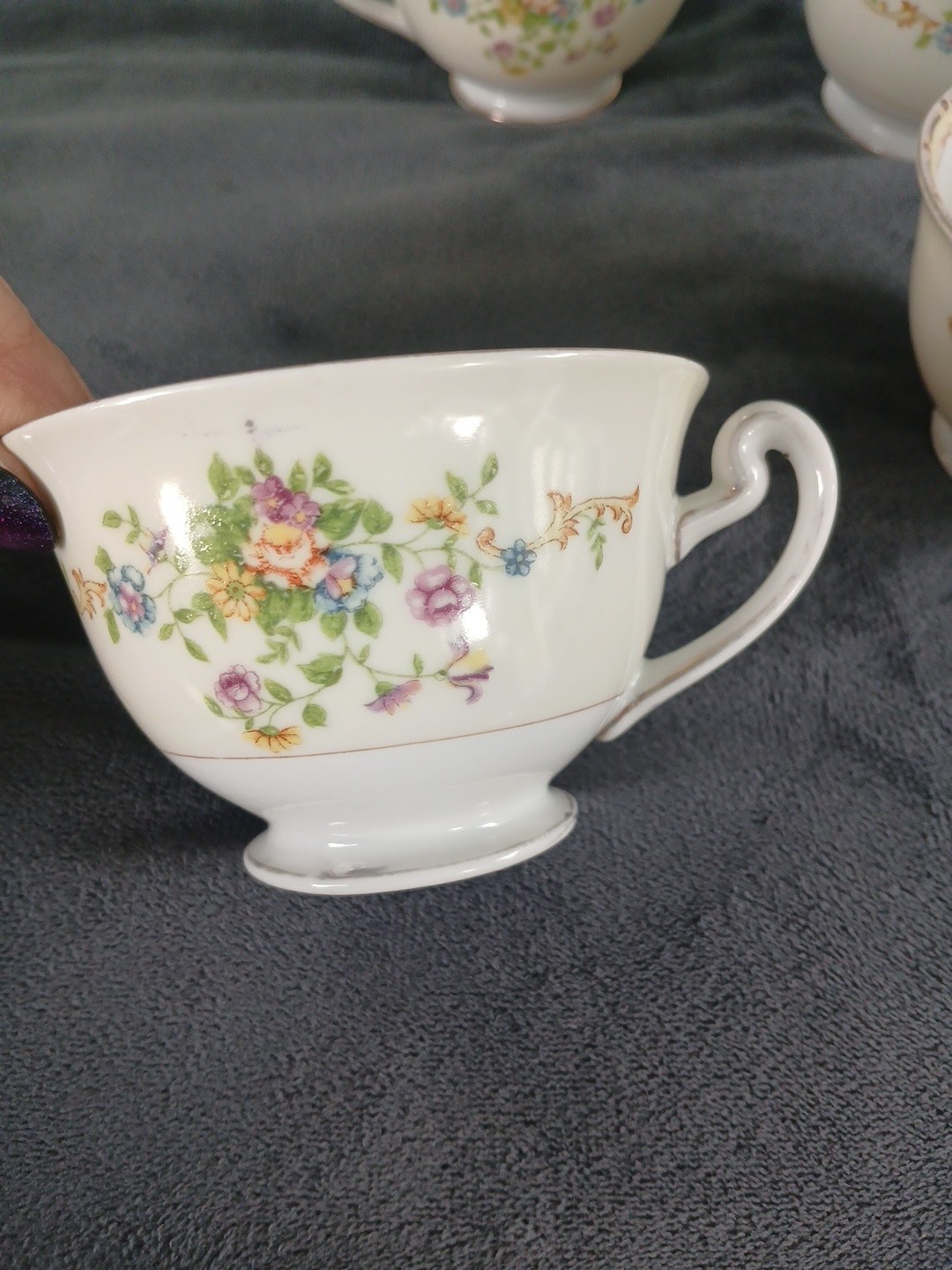 Set Of 4 Teacups & Saucers National China Japan Patricia Floral