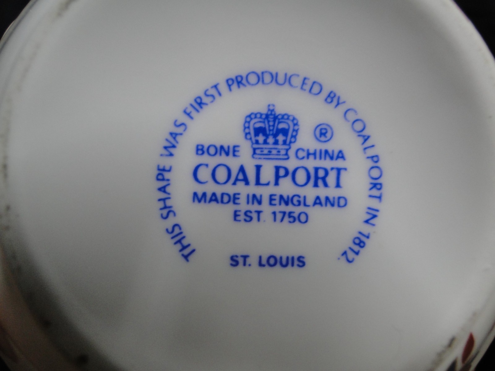 Coalport St Louis, White w/ Blue, Rust, Gold: Creamer / Cream Pitcher, 2 3/4″