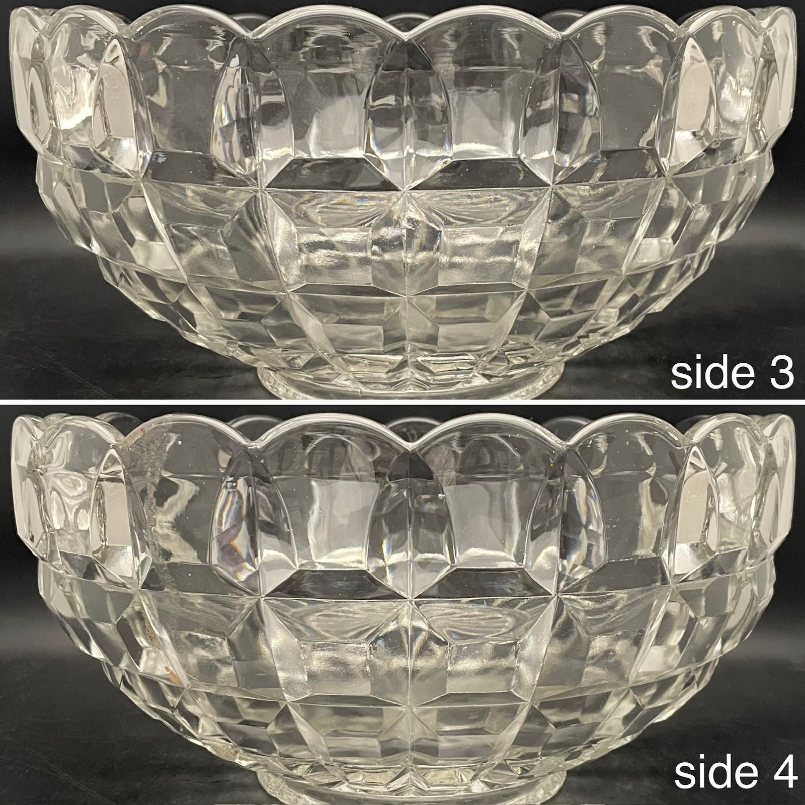 Tiffin Square Diamonds Beveled Block Waffle 25pc Glass Punch Bowl Set c1950s USA