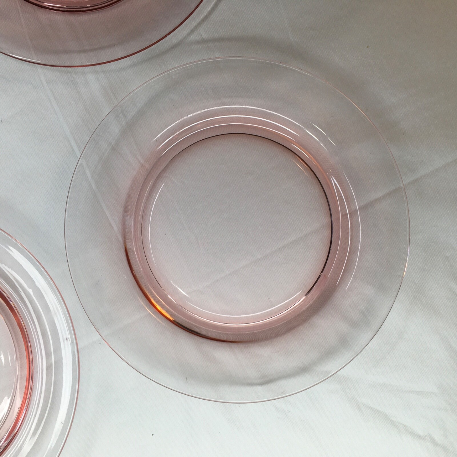 Pink Depression Glass Plates 7-3/4″ Blown Glass Salad Plates Pink Shade Varies 4