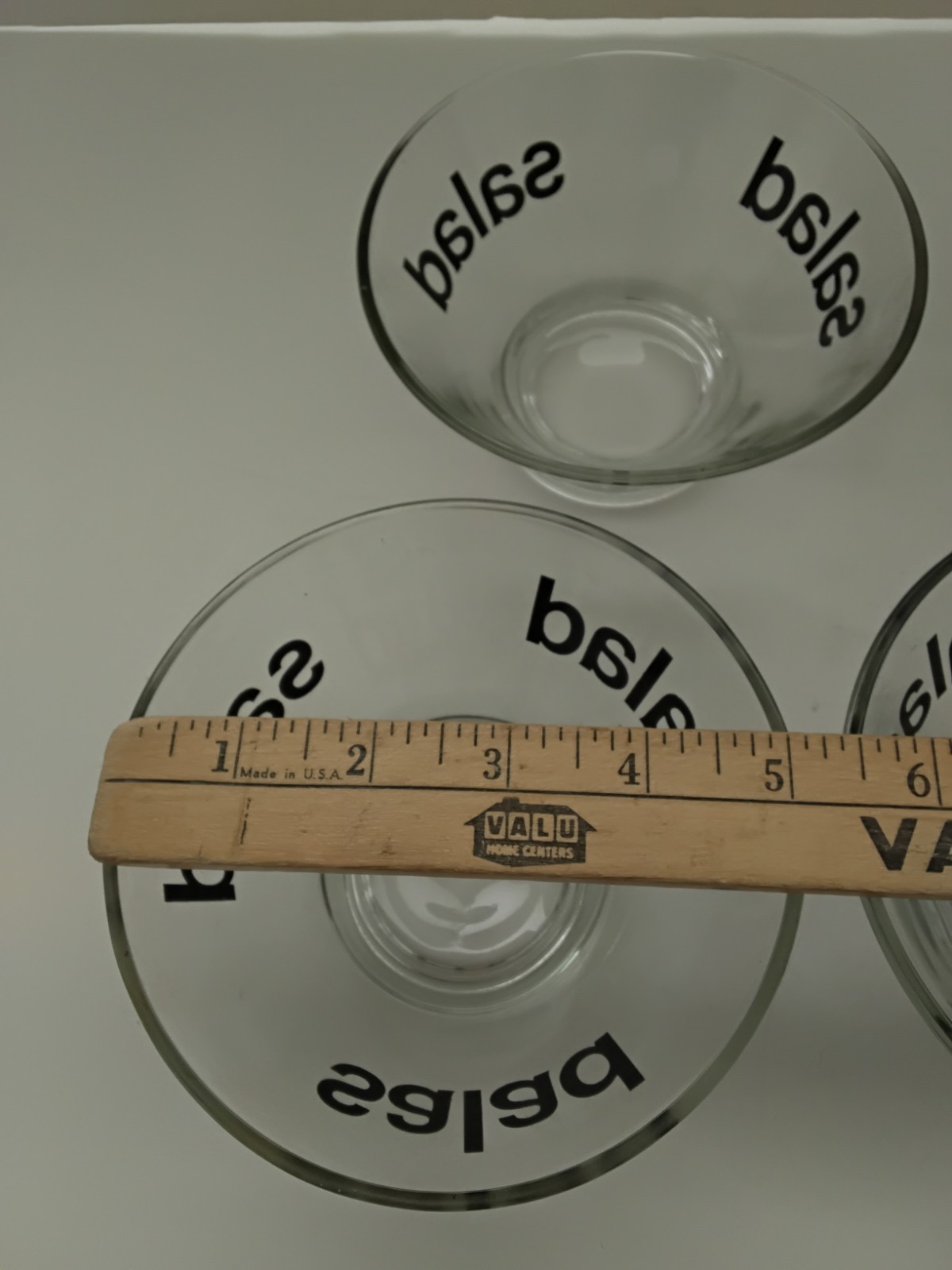 Vintage Wheaton Glass Salad Bowls Black Graphics Typography 5 1/4″ Set of 6