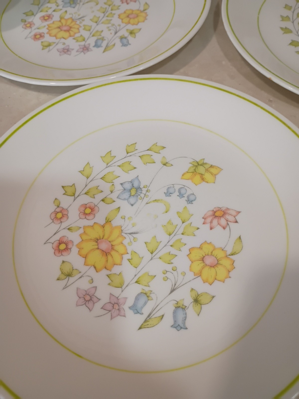 12 CORELLE DISH Lot Spring 5 Salad PLATES 1 Bowl 5 Saucers 1 Tea Coffee Cup
