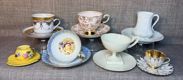 VTG Giraud Limoges France Cup & Saucer White Embossed Scalloped Fine Porcelain