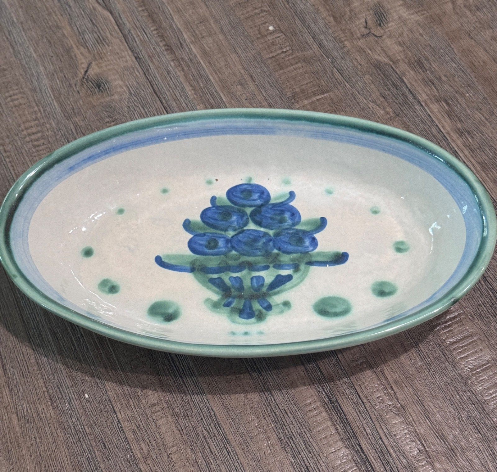 Vintage M.A. Hadley Blueberry Bouquet Oval Relish Tray Serving Dish Signed