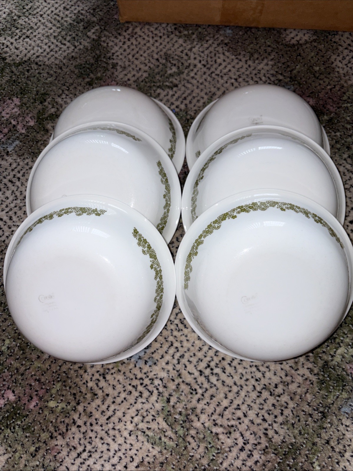 Set of 6 Crazy Daisy Spring Blossom Corning Corelle Berry dessert Bowls 1970s