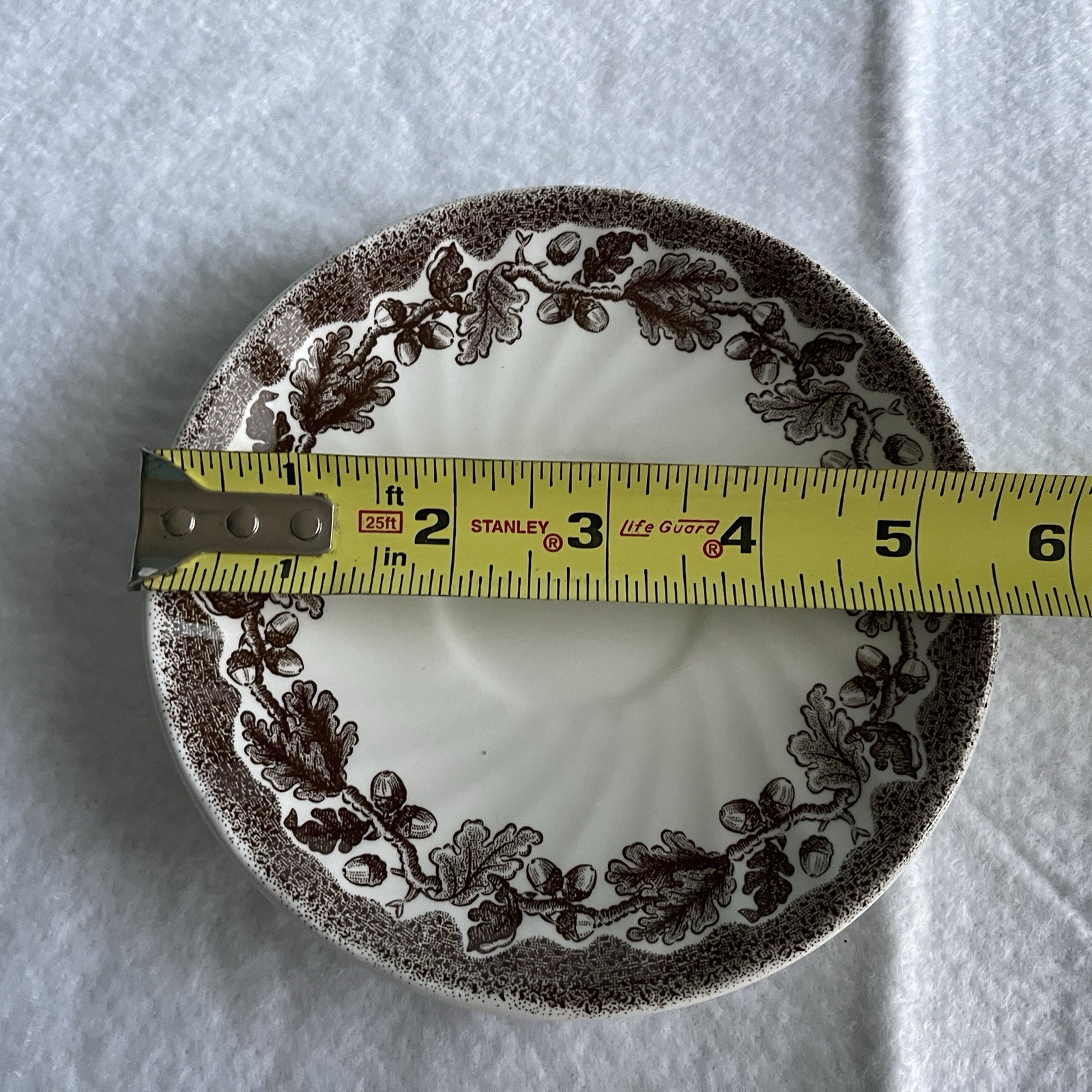 Churchill Country Life Brown Saucer Acorn Oak Leaf Pattern 5.5″ Vintage