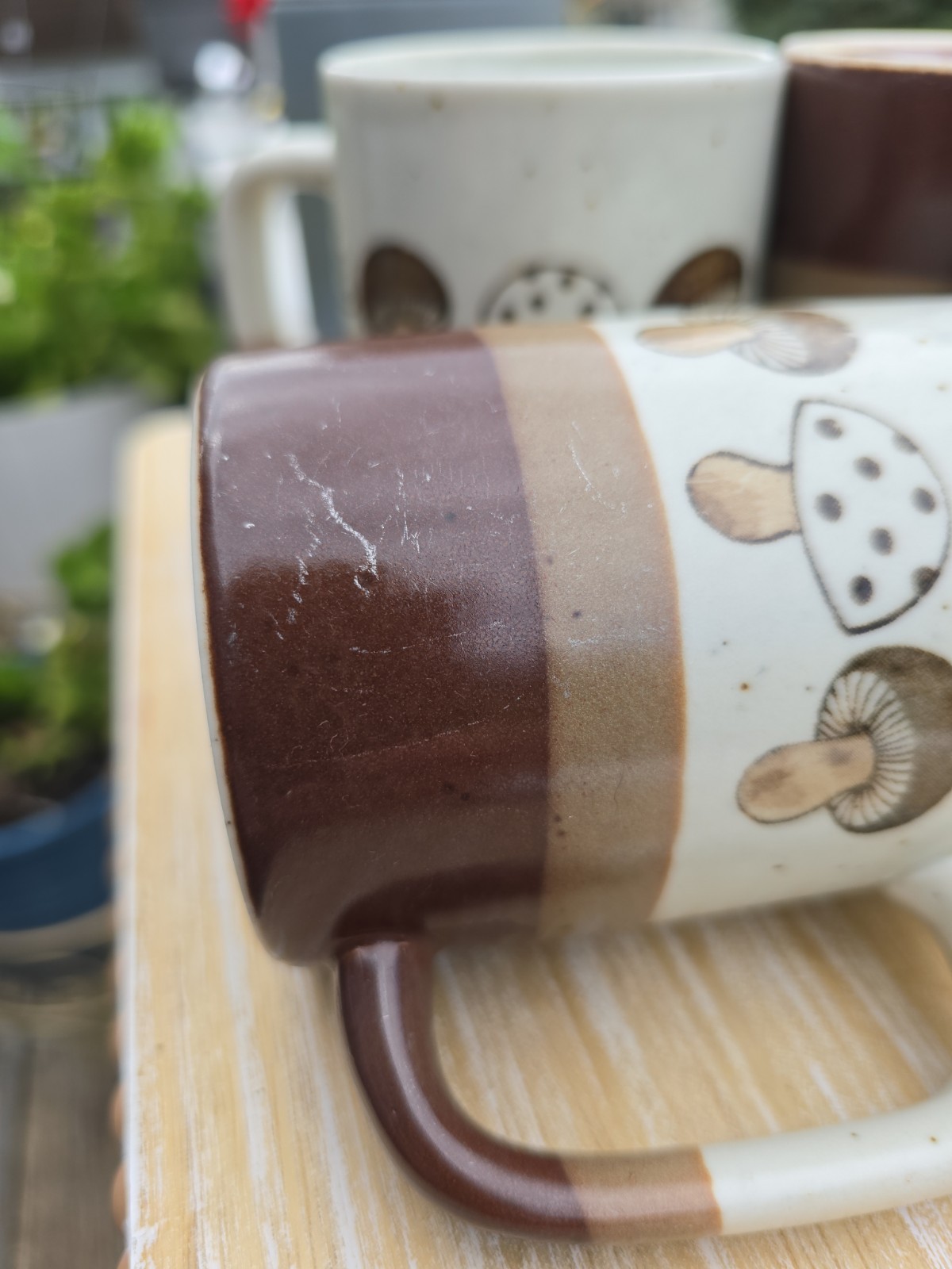 Set 4 Otagiri Original Mushroom Speckled Stoneware Coffee Mug 1970s MCM