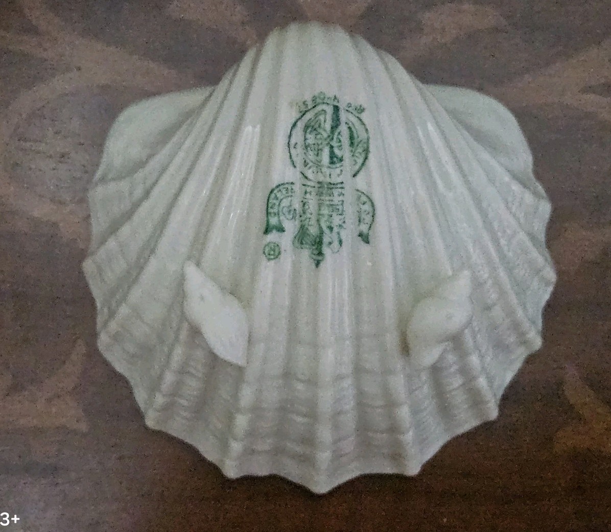 ESTATE ANTIQUE VINTAGE BELLEEK NEPTUNE PORCELAIN CORAL SHELL SERVING SUGAR BOWL