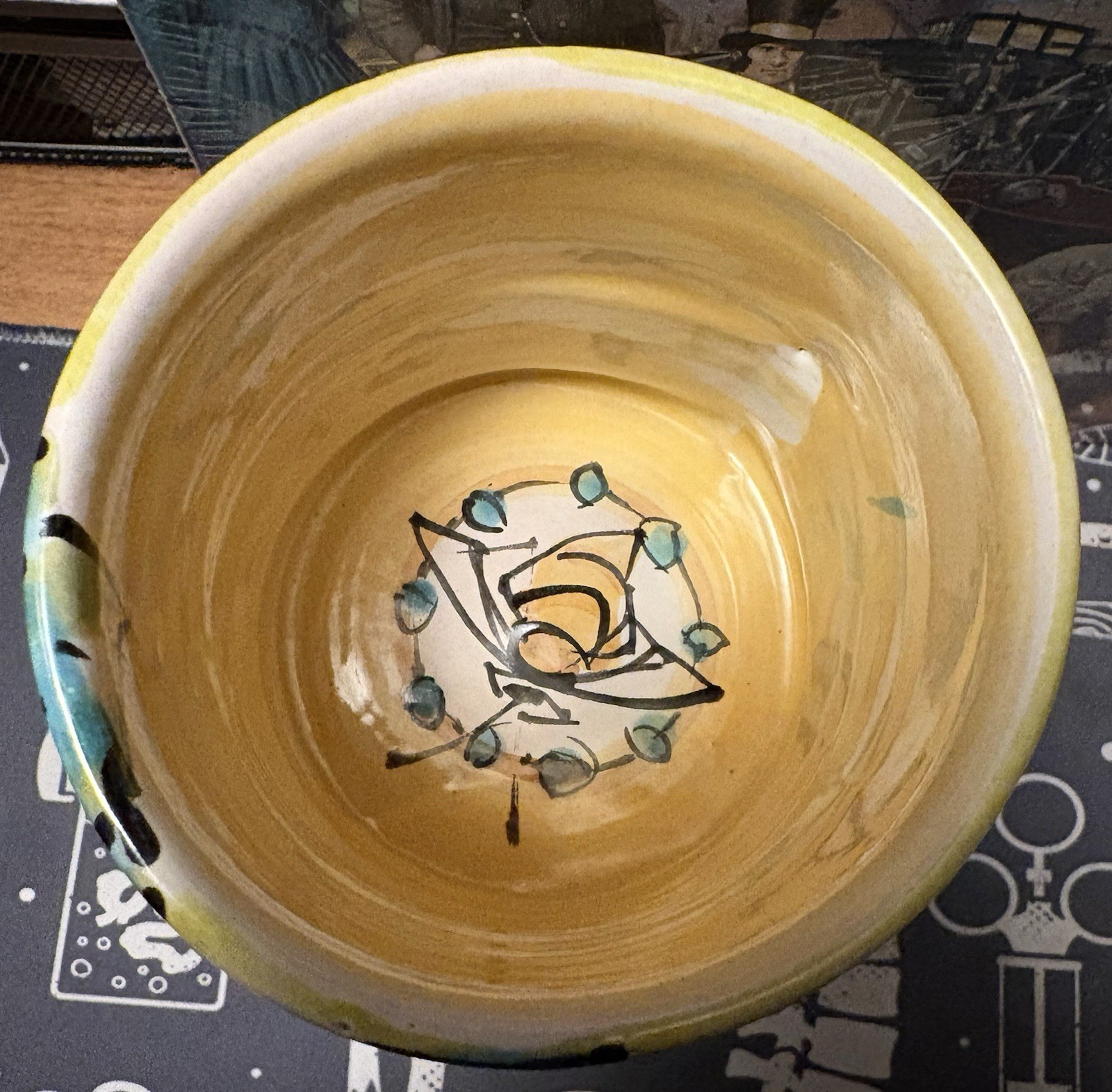 Karin Kreamer Handmade Ceramic Cup Bee And Sunflower