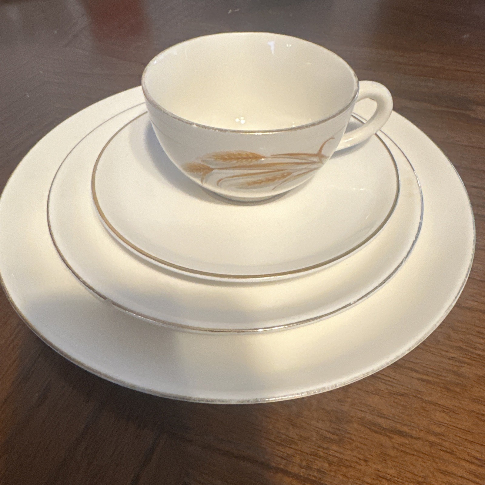 Vintage Golden Wheat Dishes Set Of Four Cup ,Saucer, And Two Plates.