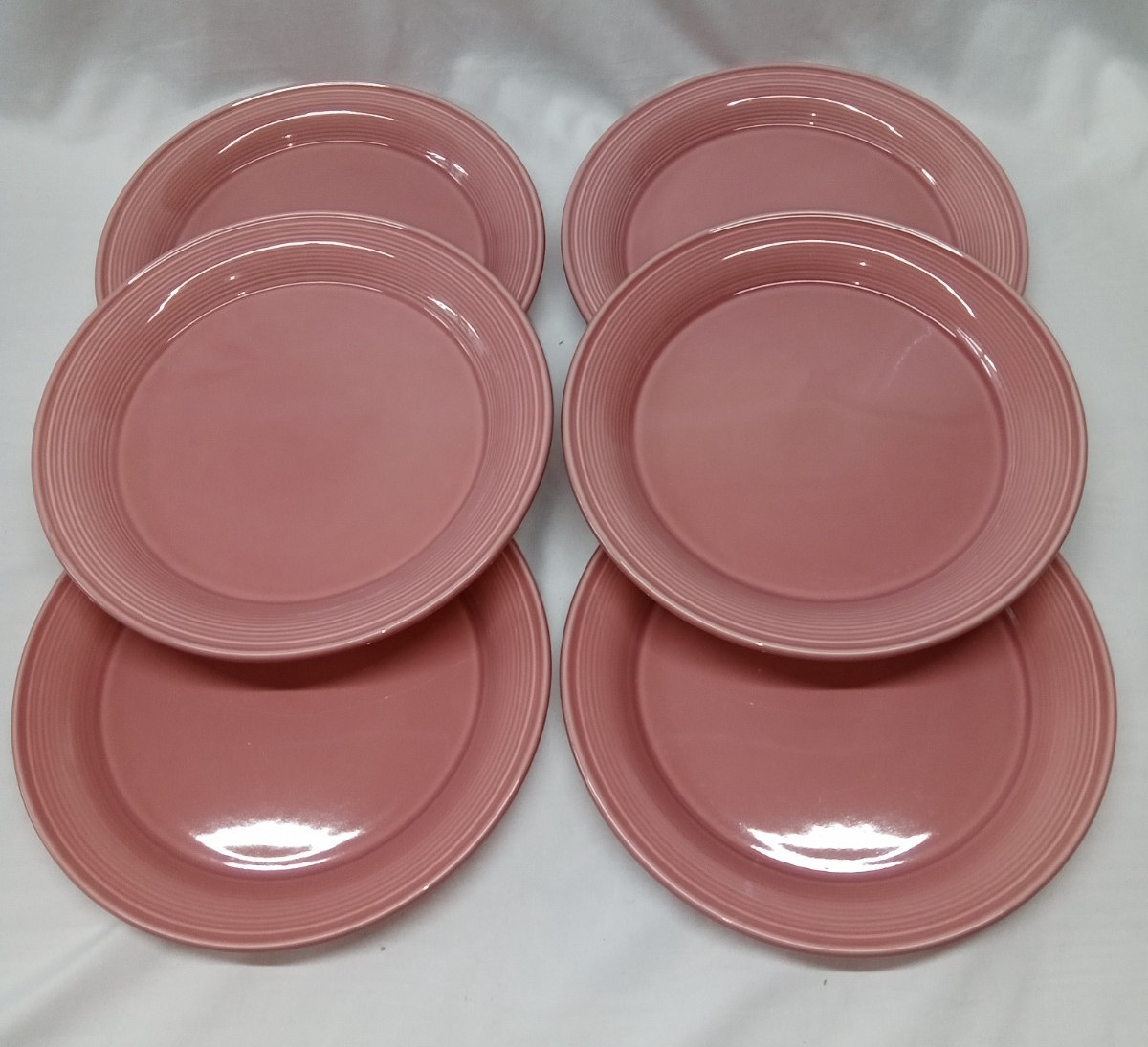 Set Of 6 – Nancy Calhoun Solid Color Dark Rose 8″ Salad Plate Vintage (N1)