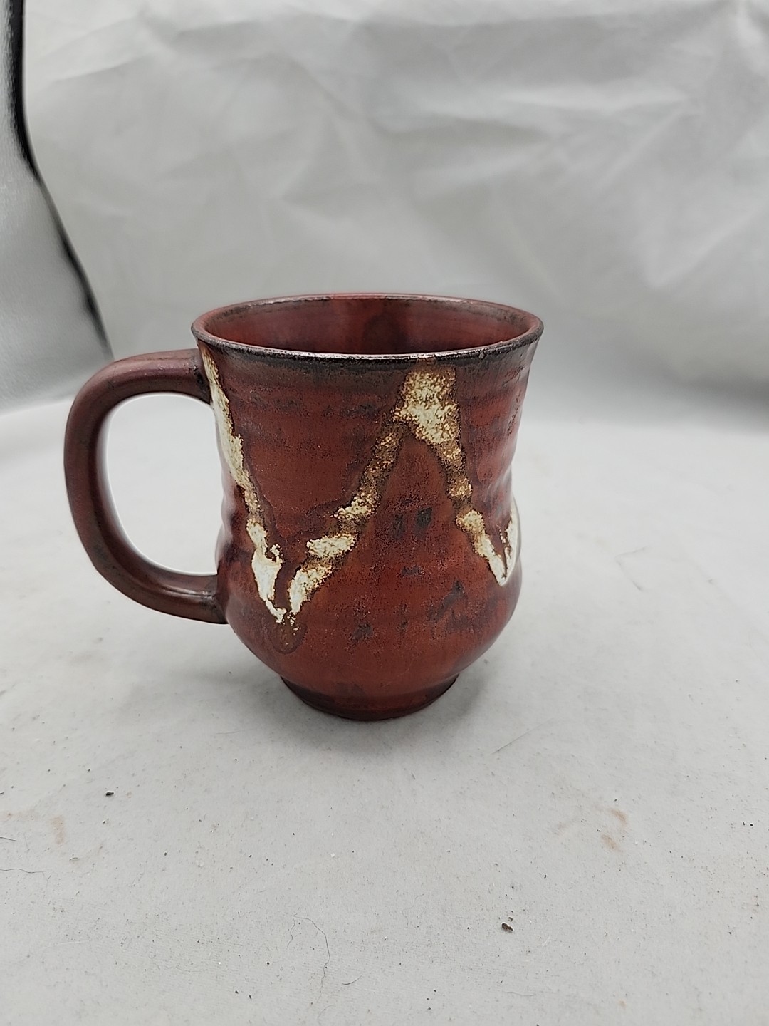 Studio Art Pottery Coffee Mug Red Drip Glaze Lava