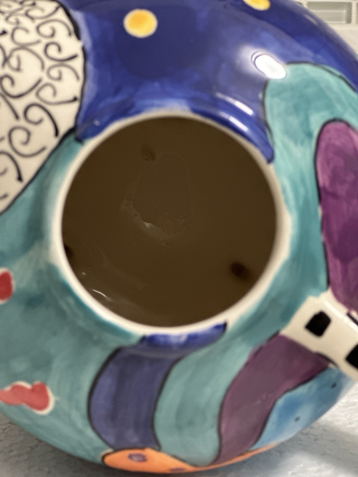 Kat Taylor Designs 11” Ceramic Teapot Hand Painted Art Pottery Whimsical Alice