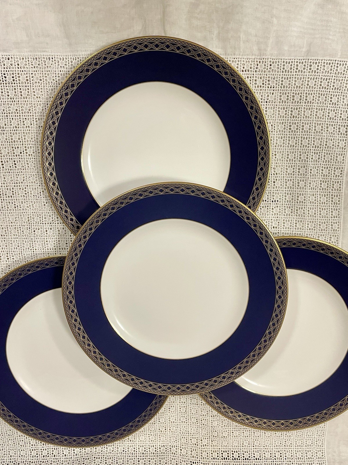 4 Waterford Powerscourt Fine Bone China 8″ Salad/Dessert Plates Made in England