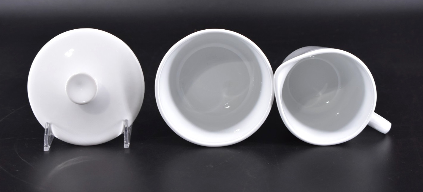 Vintage Corning Centura Coupe White Creamer and Sugar Bowl Set with Lid