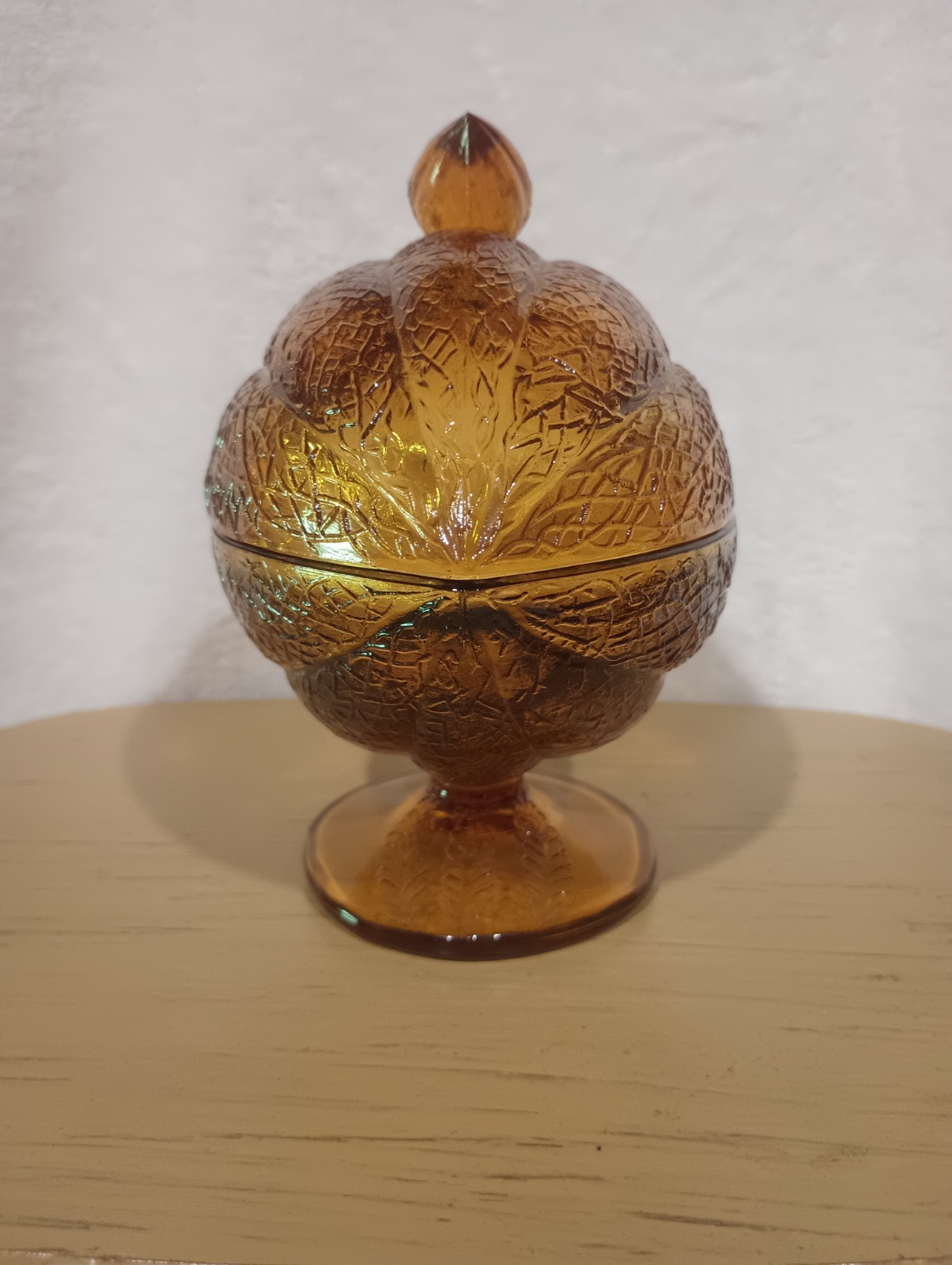 Vintage L.E. Smith Amber Melon Bowl Candy Dish.6×5 In, No Chips