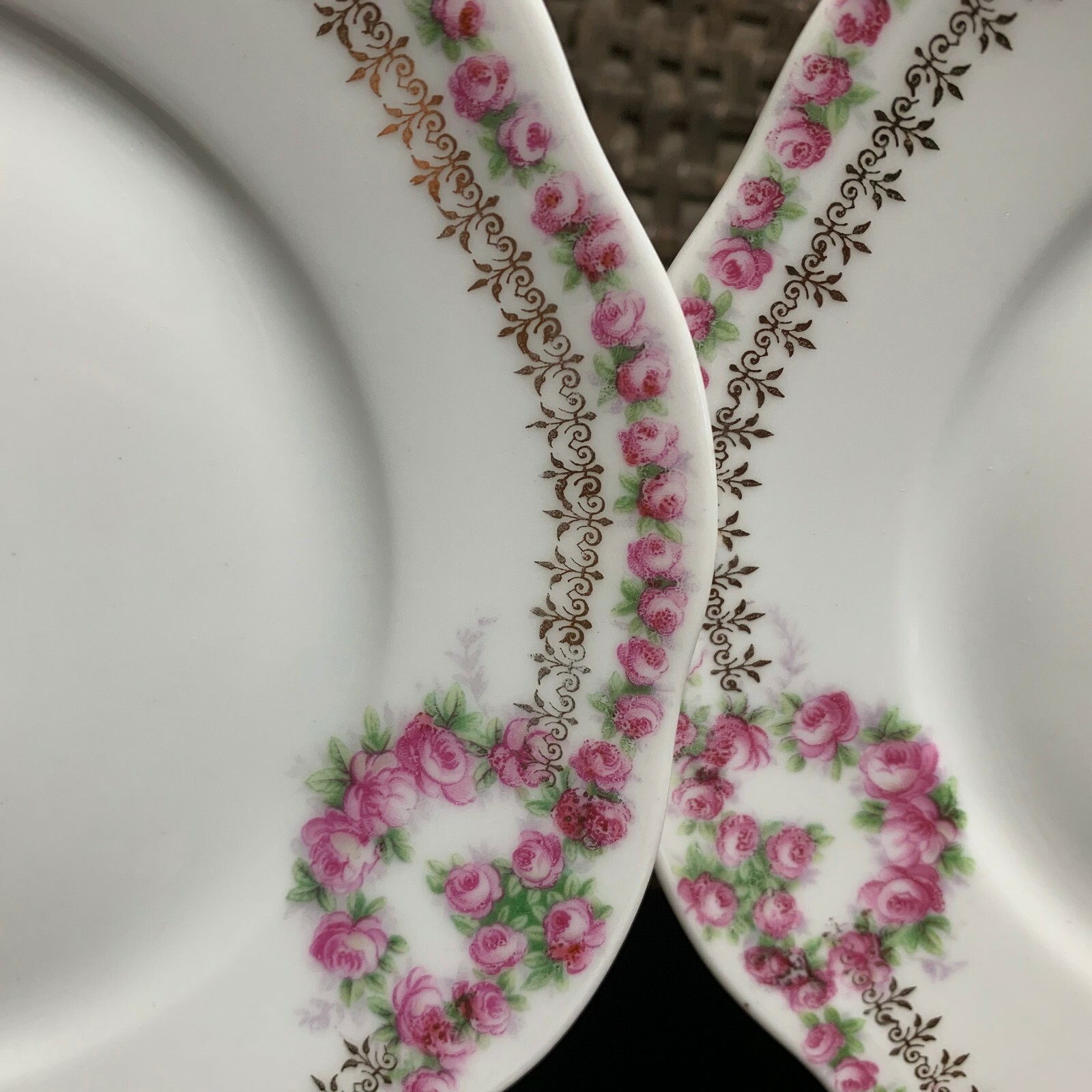 5 KPM Rose Garland or Swag 6 5/8″ Dessert Plates Made in Germany – Excellent